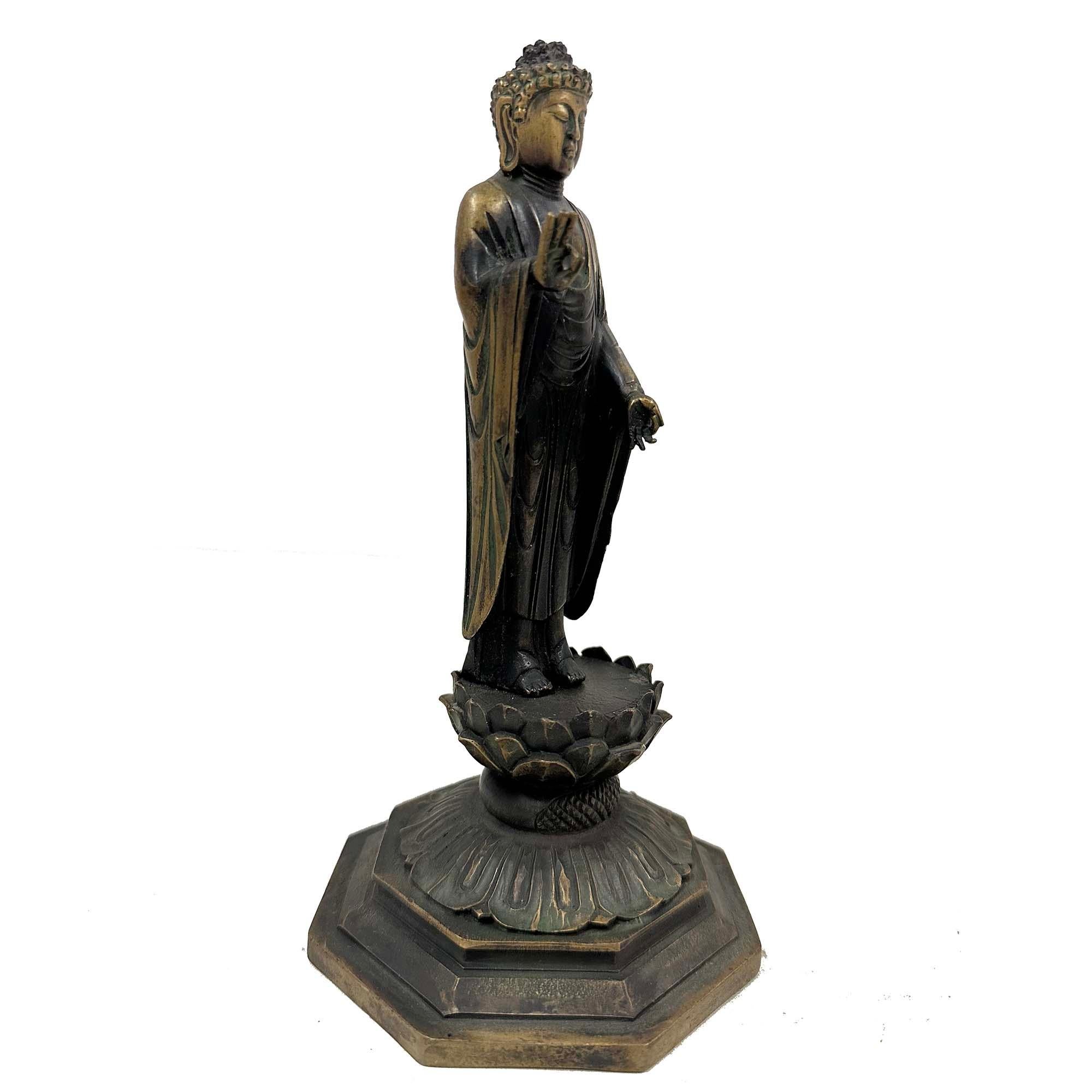 Antike chinesische Bronze Buddha Amitabha (Amida Nyorai) Statue (Chinesisch) im Angebot