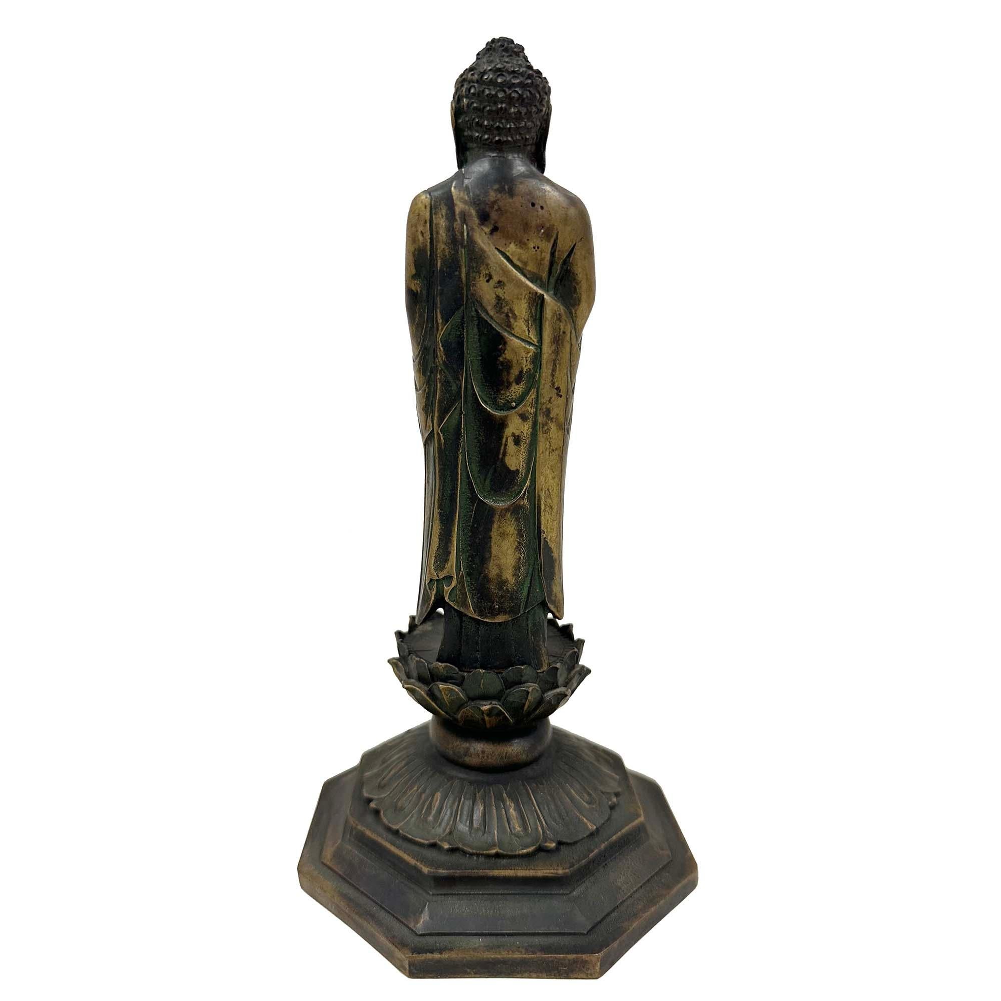 Antike chinesische Bronze Buddha Amitabha (Amida Nyorai) Statue im Zustand „Gut“ im Angebot in Pomona, CA