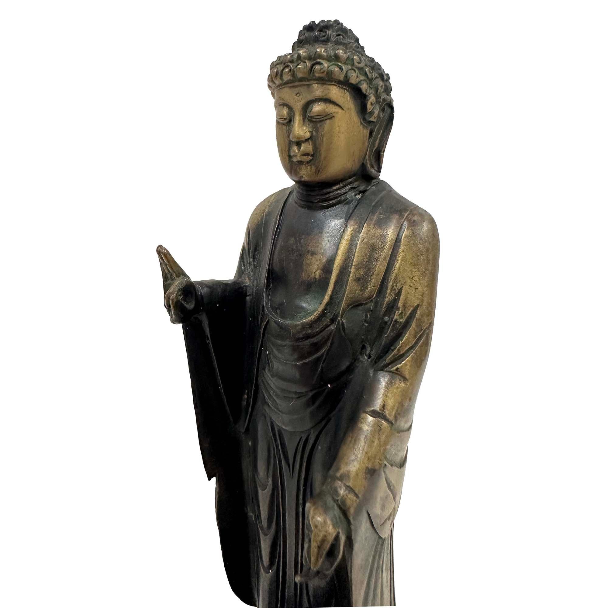 Antike chinesische Bronze Buddha Amitabha (Amida Nyorai) Statue im Angebot 2