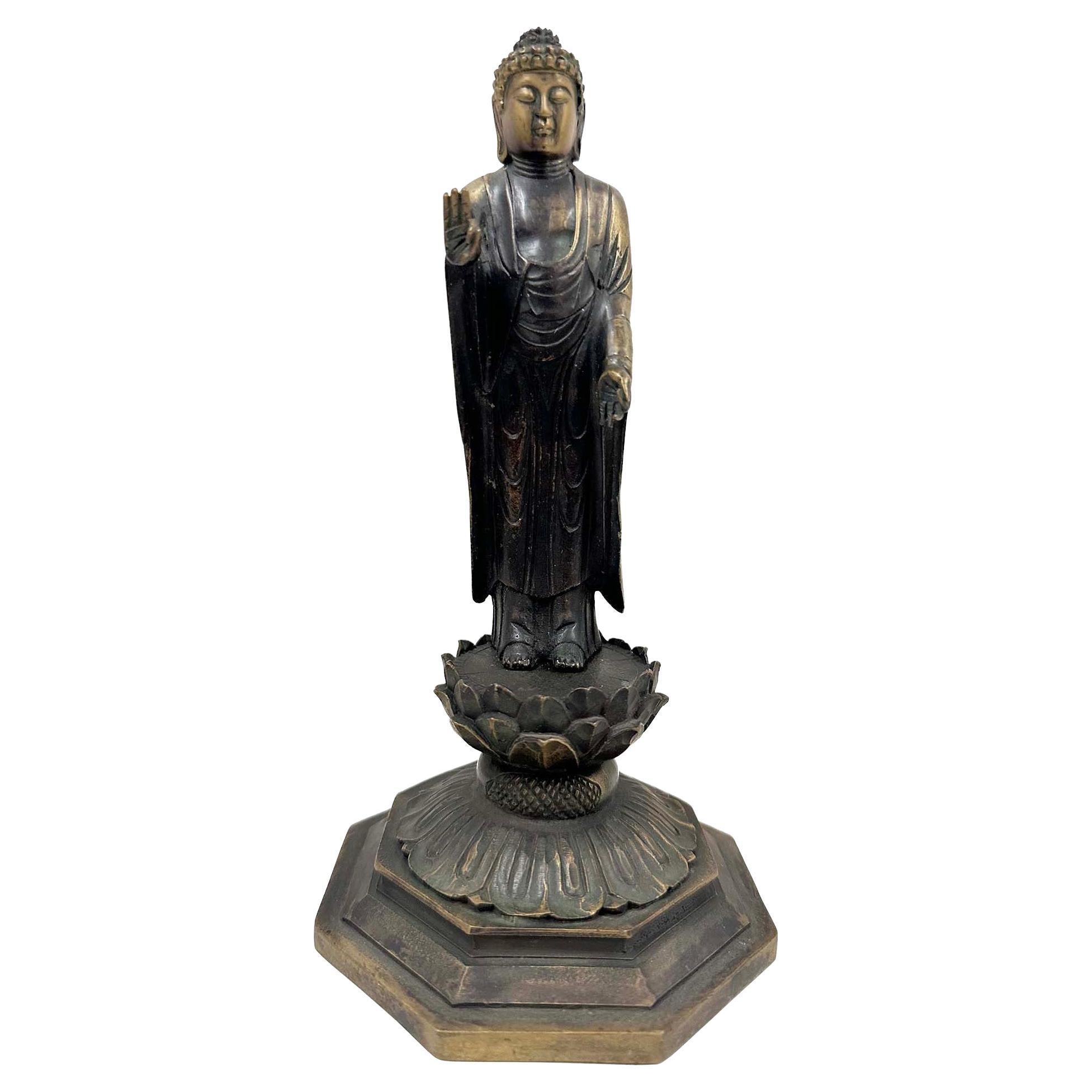 Antique Chinese Bronze Buddha Amitabha (Amida Nyorai) Statue