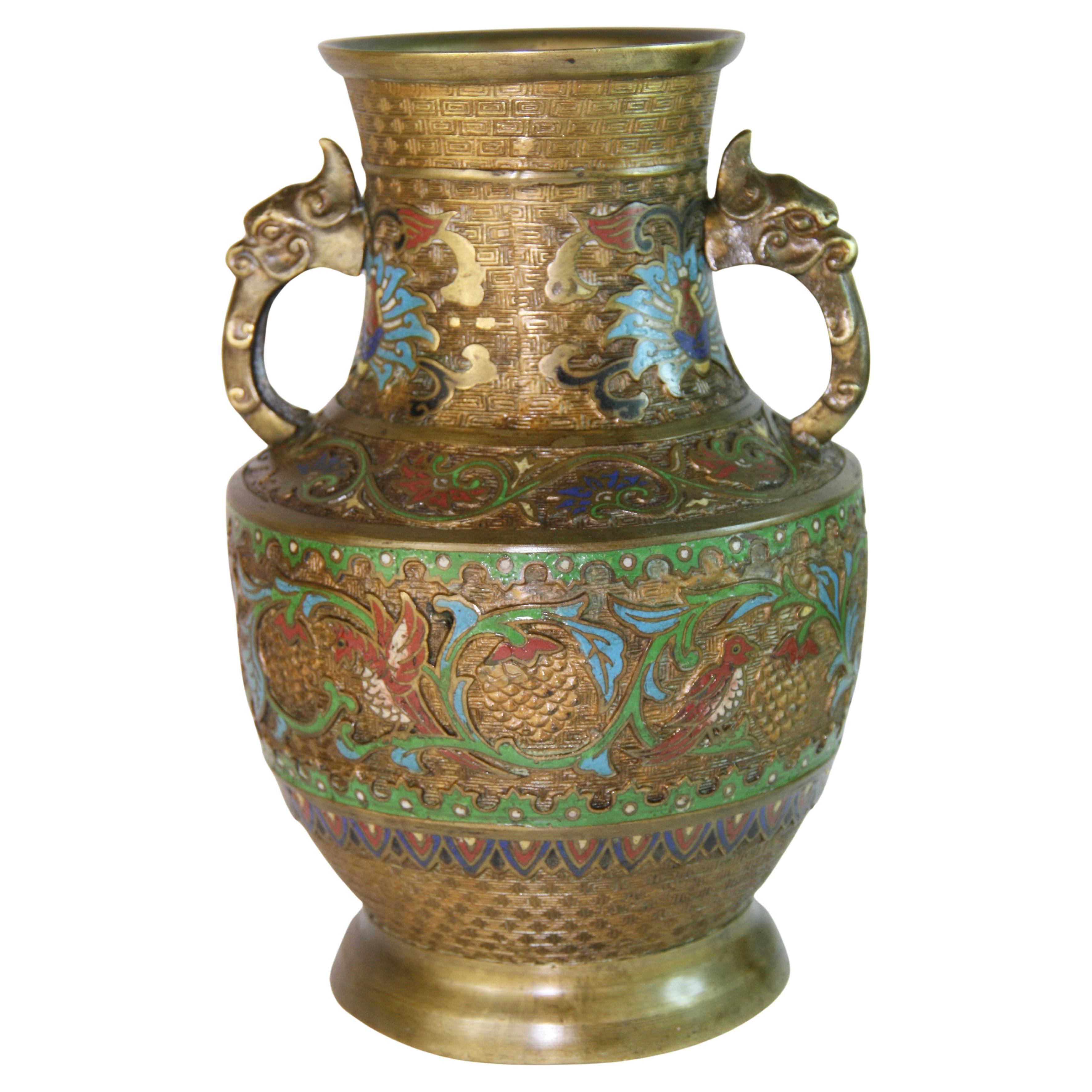 Antique Chinese Bronze Cloissone Urn
