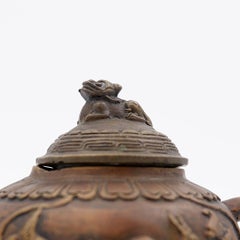 Antique Chinese Bronze Daoist Figure on Small Teapot - 1930s