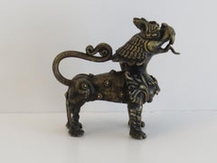 Antique Chinese Bronze Foo Dog Sculpture with good detail, Qing 19th Century