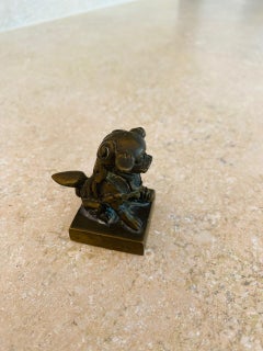 Antique Chinese Bronze Foo Dog Seal Statue