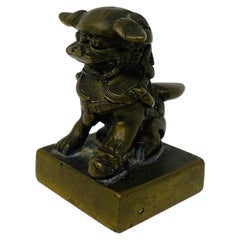 Vintage Chinese Bronze Foo Dog Seal Statue