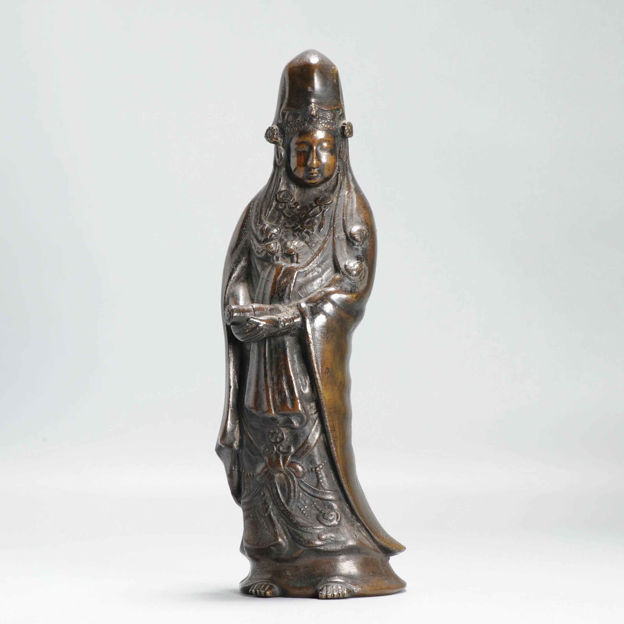 Statue chinoise ancienne Guanyin en bronze 19e/20e siècle