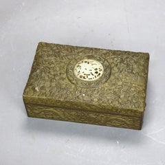 Antique Chinese Bronze & Jade Jewelry Box C1900
