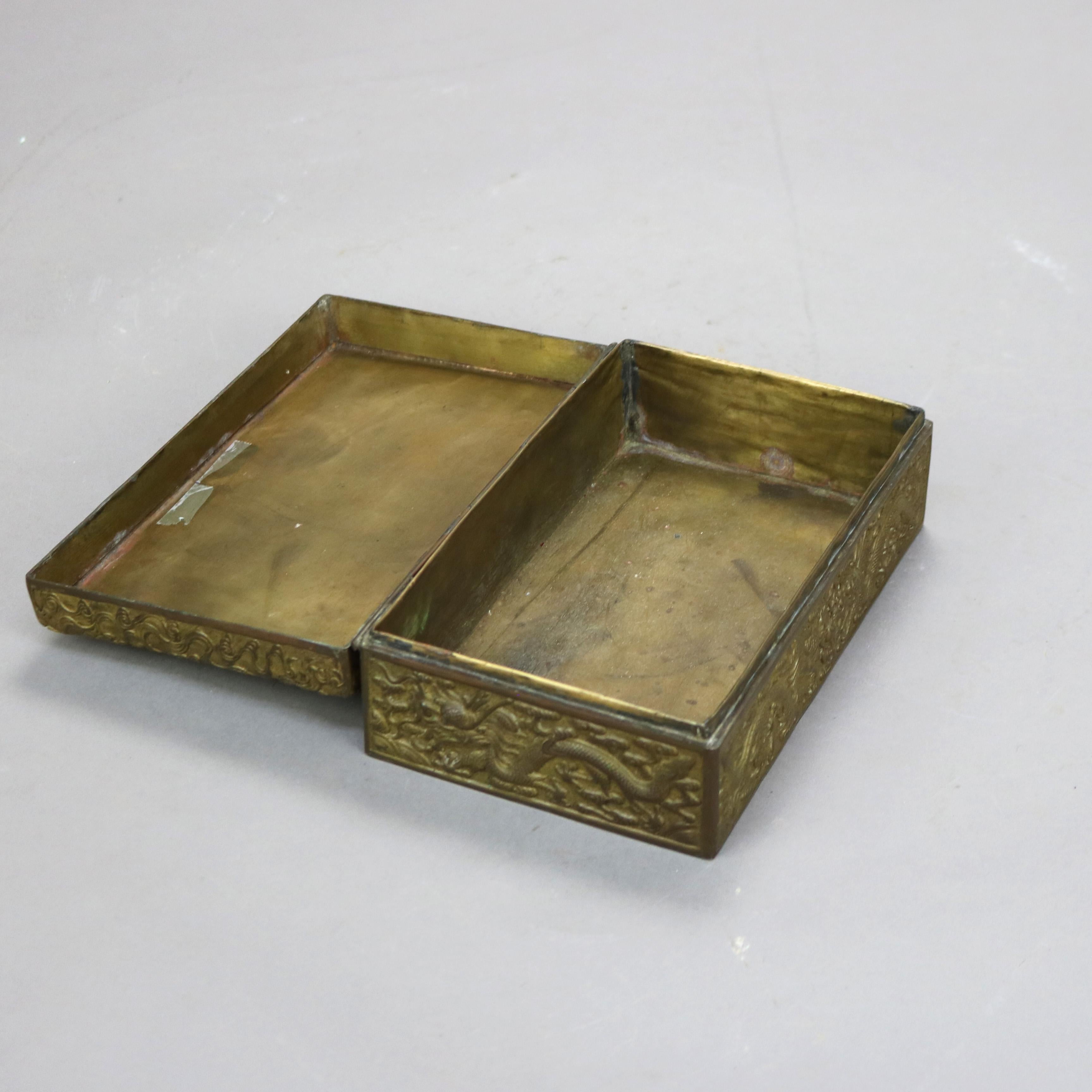 20th Century Antique Chinese Bronze & Jade Jewelry Box C1900