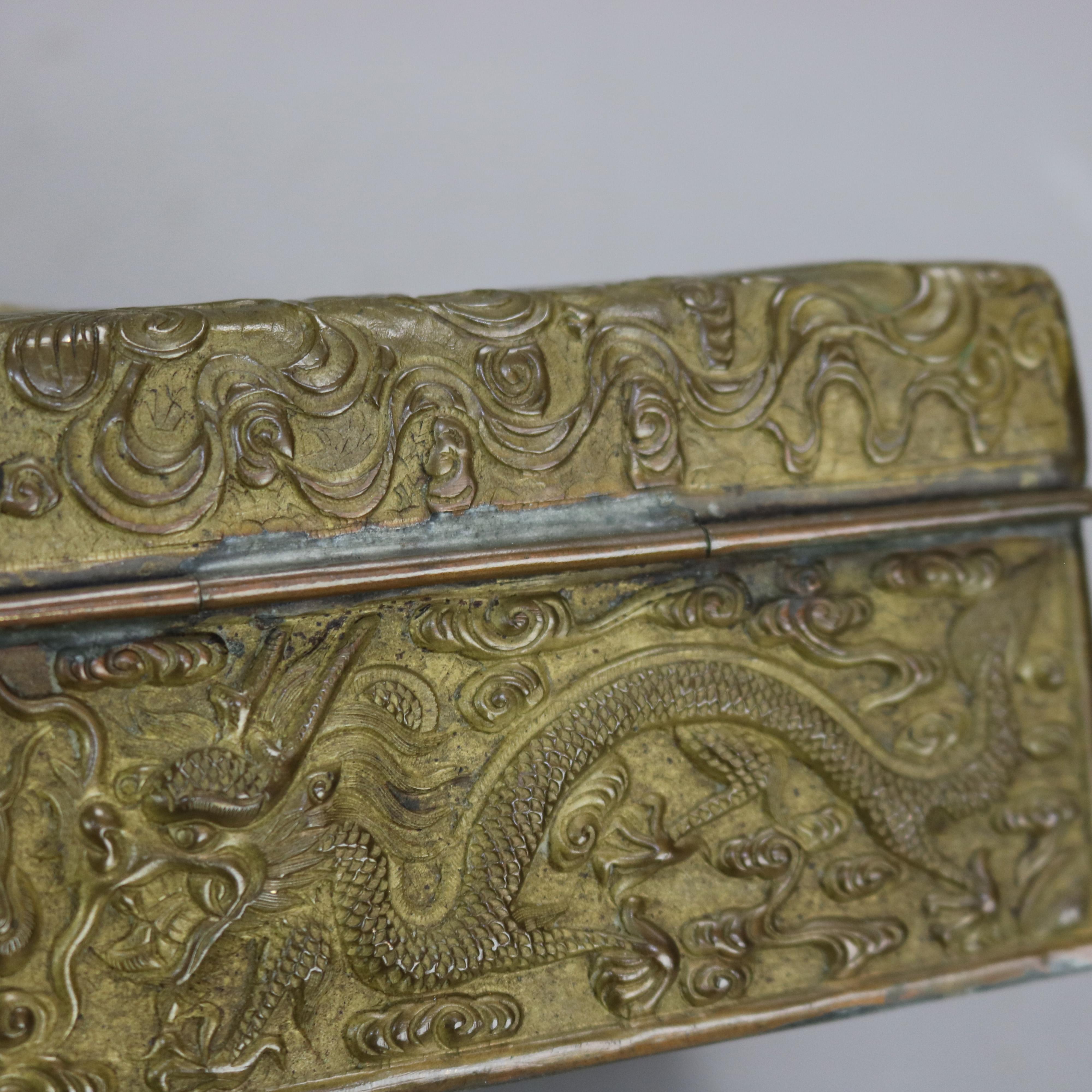 Antique Chinese Bronze & Jade Jewelry Box C1900 3