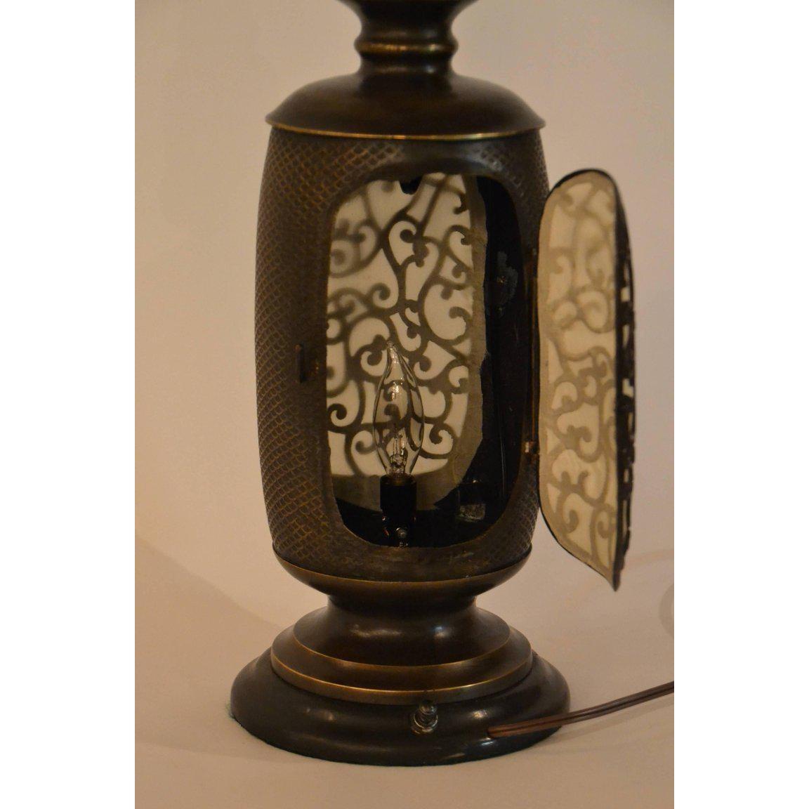 19th Century Antique Chinese Bronze Lantern Lamp For Sale
