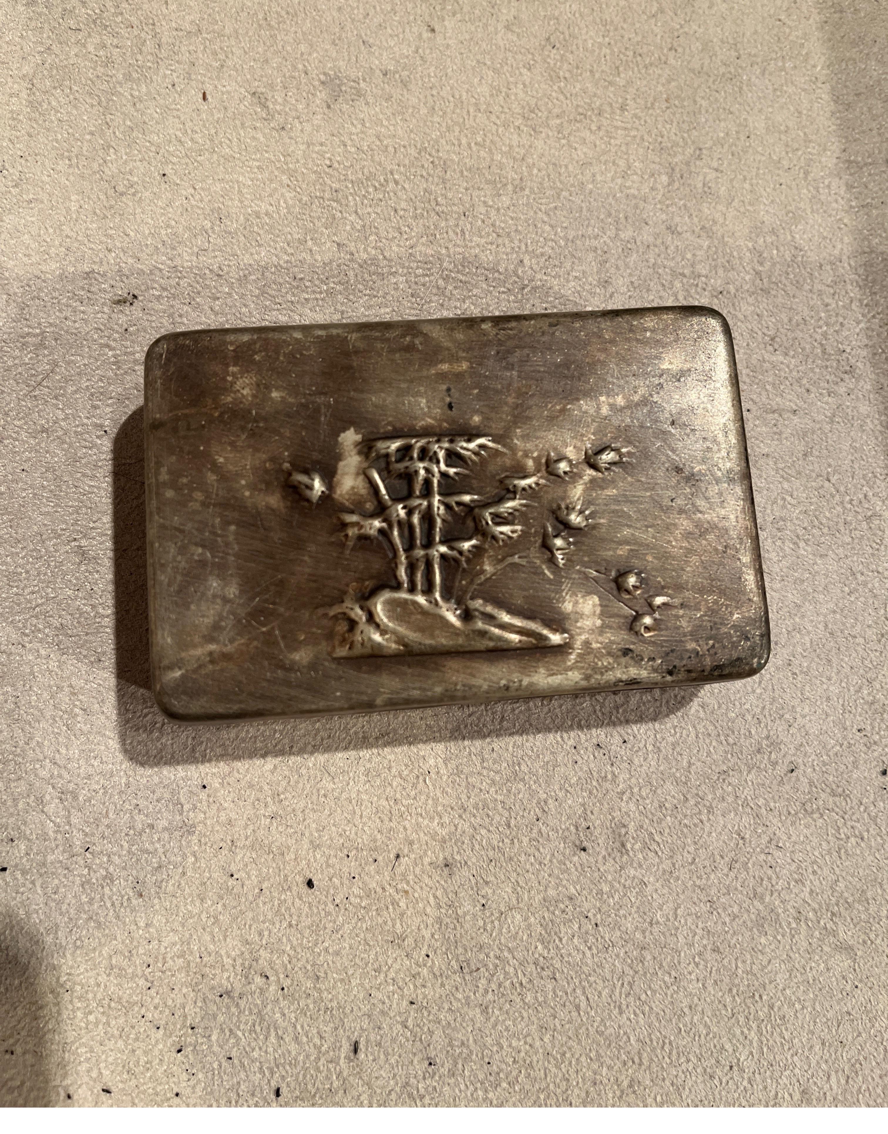 Antique Chinese Bronze Repousse' Ink Box In Good Condition For Sale In New York, NY