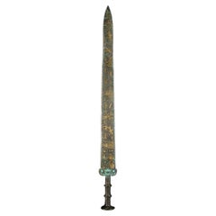 Old Chinese Bronze Sword with Characters and Old Patterns