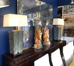 Antique Chinese Bronze Vessels Mounted as Lamps, a Pair