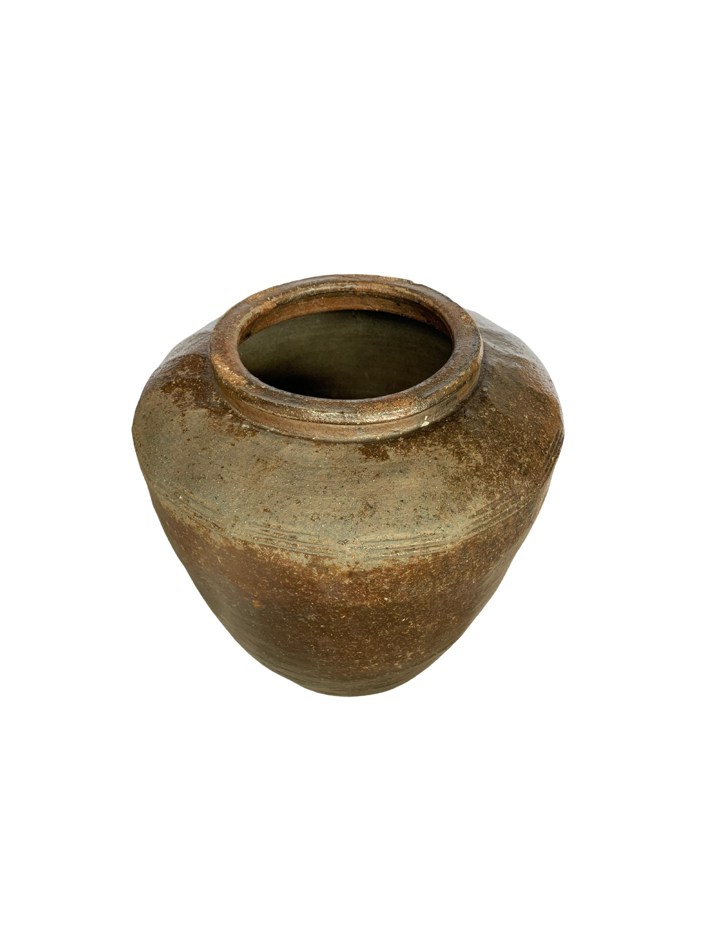 Antique Chinese Brown & Black Glazed Ceramic Salty Egg Jar, c. 1900 For Sale 4