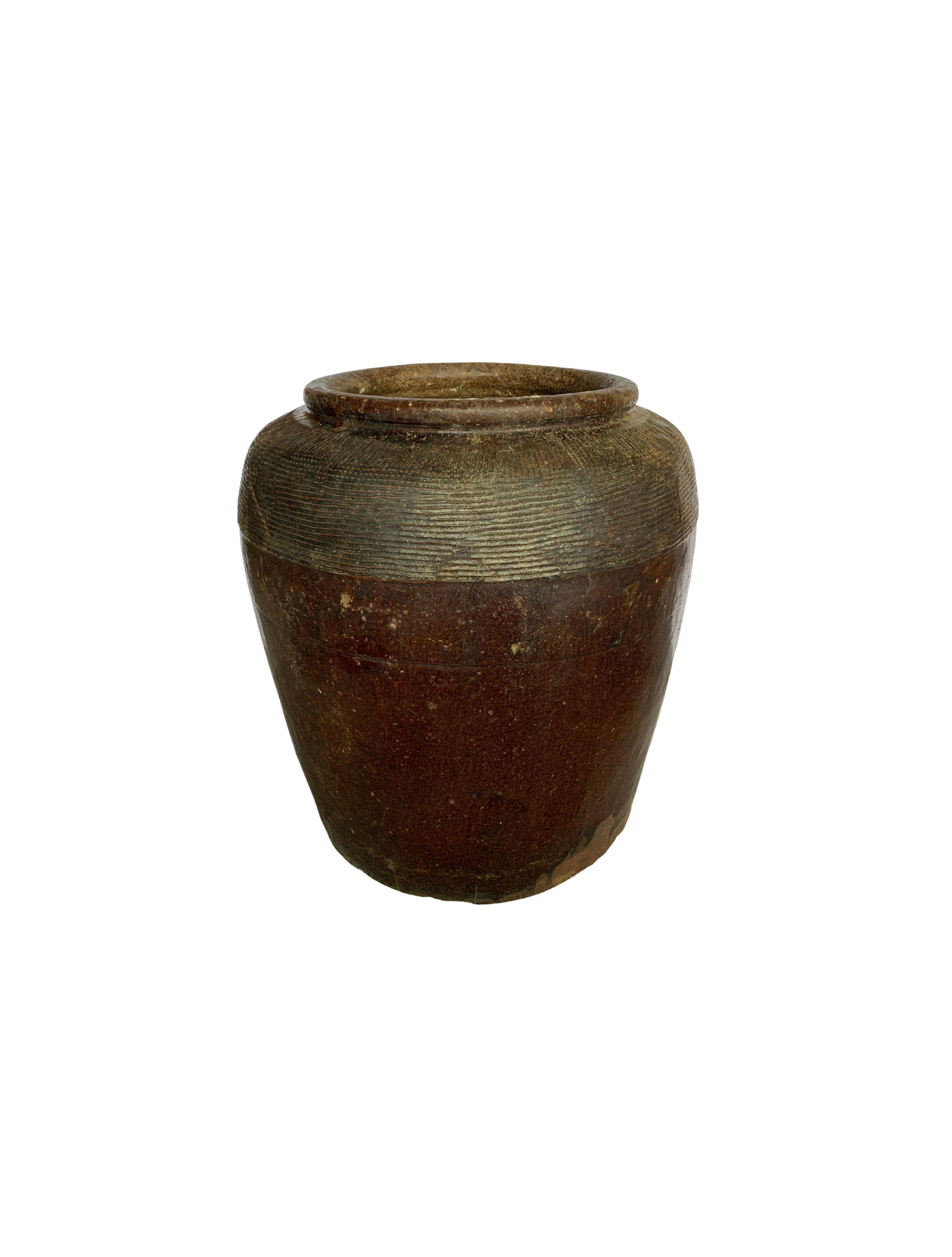 Antique Chinese Brown Glazed Ceramic Salty Egg Jar, c. 1900 5