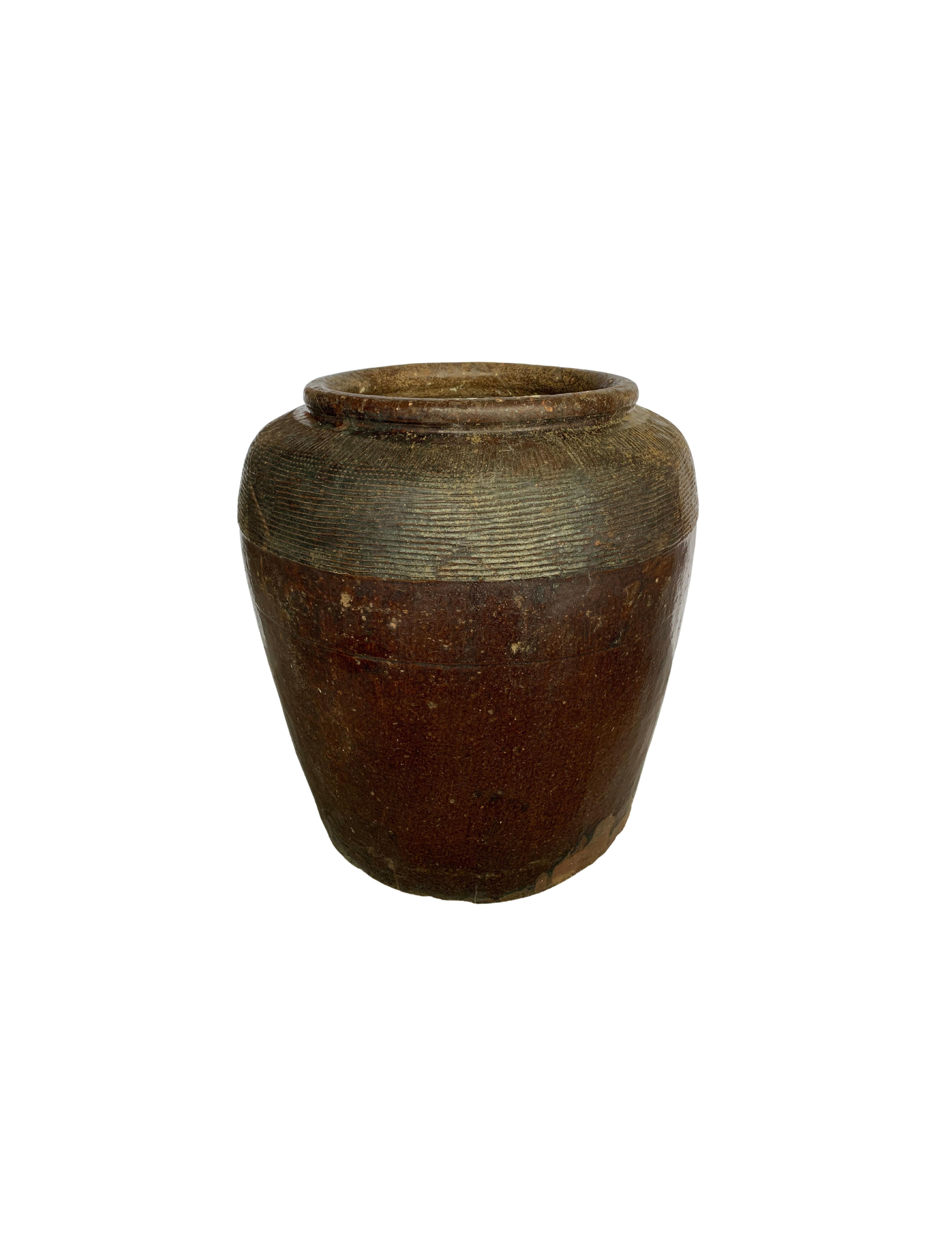 Antique Chinese Brown Glazed Ceramic Salty Egg Jar, c. 1900 For Sale 5