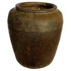 Antique Chinese Brown Glazed Ceramic Salty Egg Jar, c. 1900