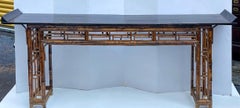 Antique Chinese Burnt Bamboo Alter Table with Chinese Chippendale Styling
