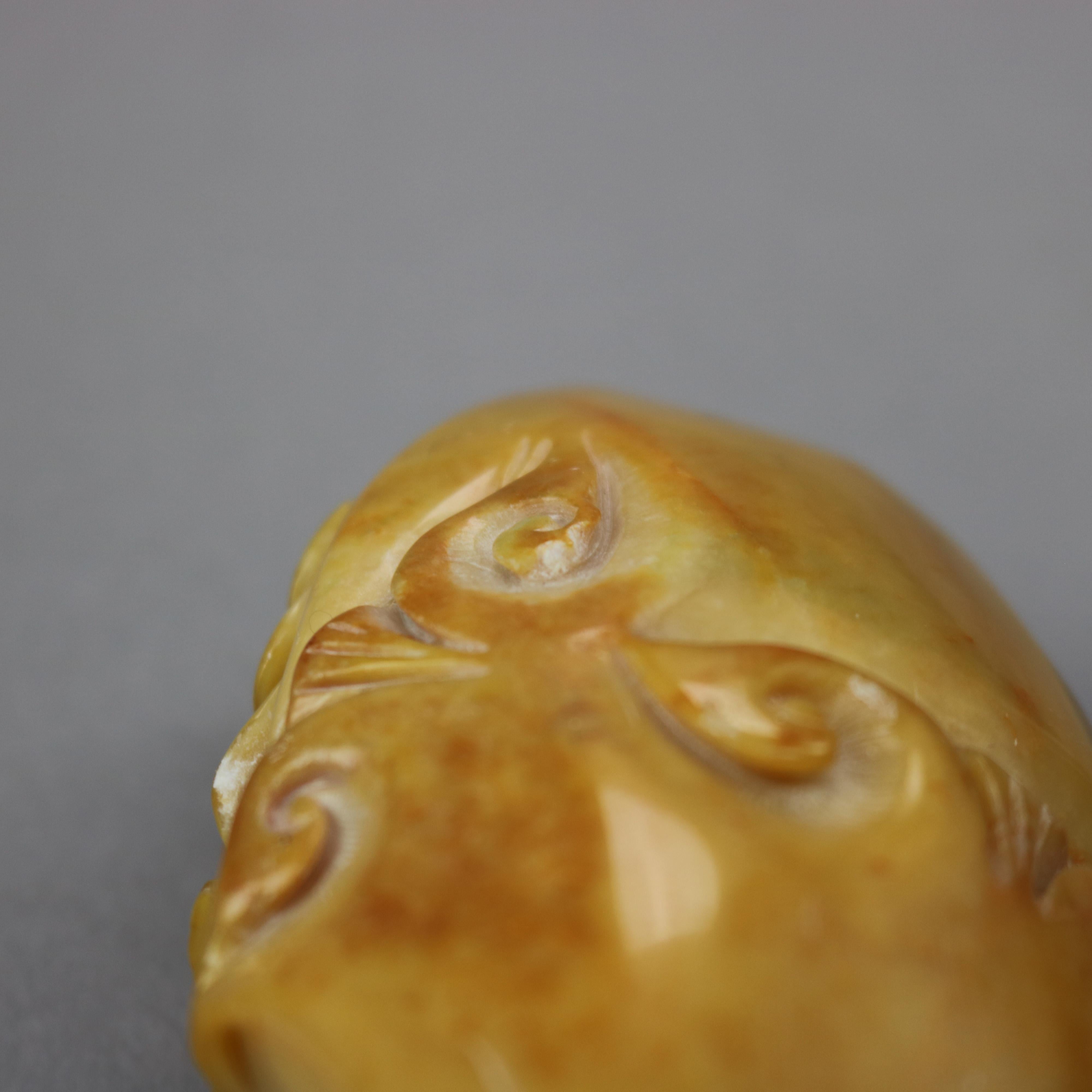 Antique Chinese Butterscotch Jade Carving of Foliage 19th C For Sale 4