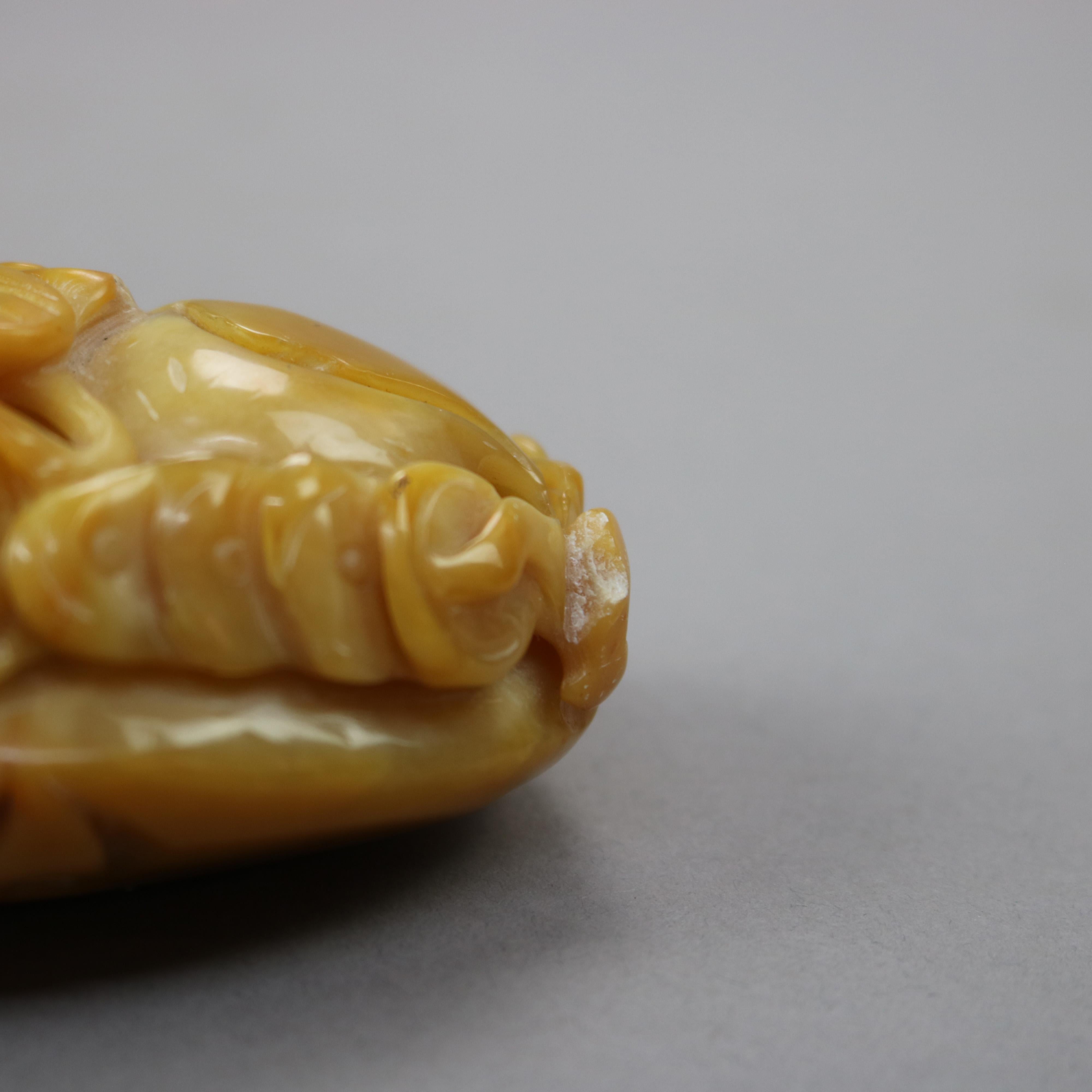Antique Chinese Butterscotch Jade Carving of Foliage 19th C For Sale 5