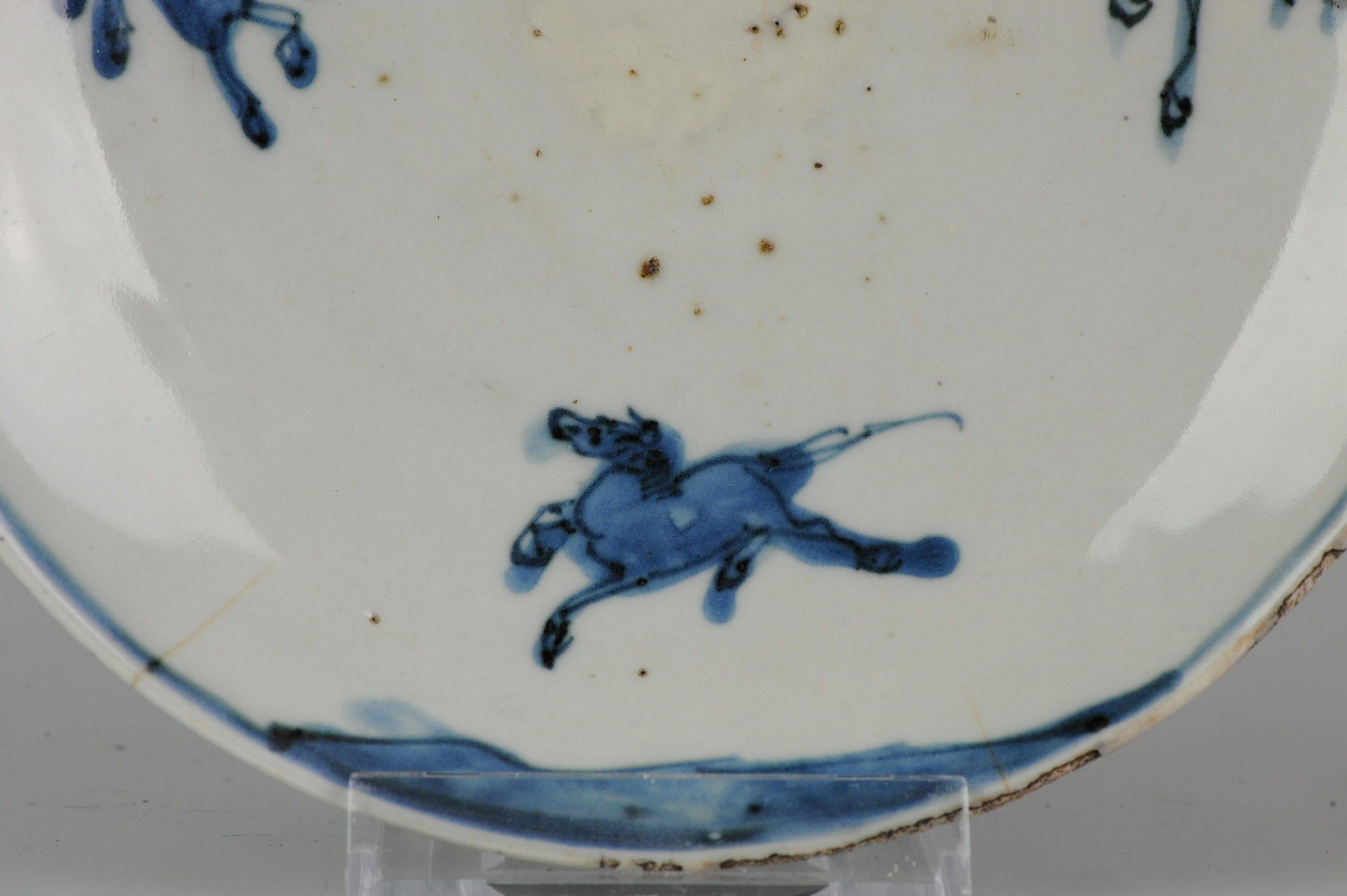 Antique Chinese circa 1600-1640 C Porcelain China Plate Horses Kosometsuk 5