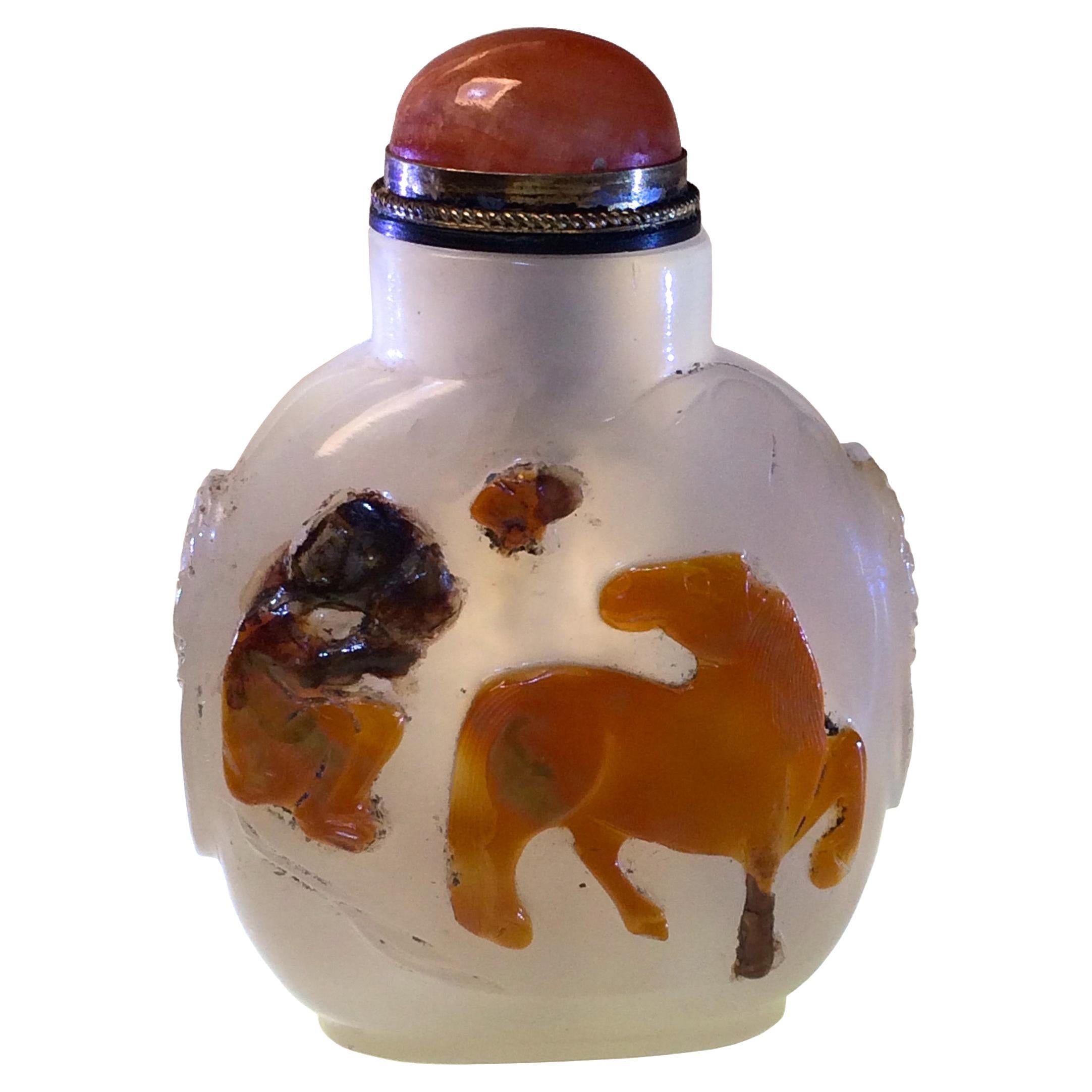 Antique Chinese Cameo Agate Snuff Bottle
