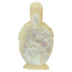 Antique Chinese Cameo Carved Mother-Of-Pearl MOP Snuff Bottle PRoC 5/6/7 period