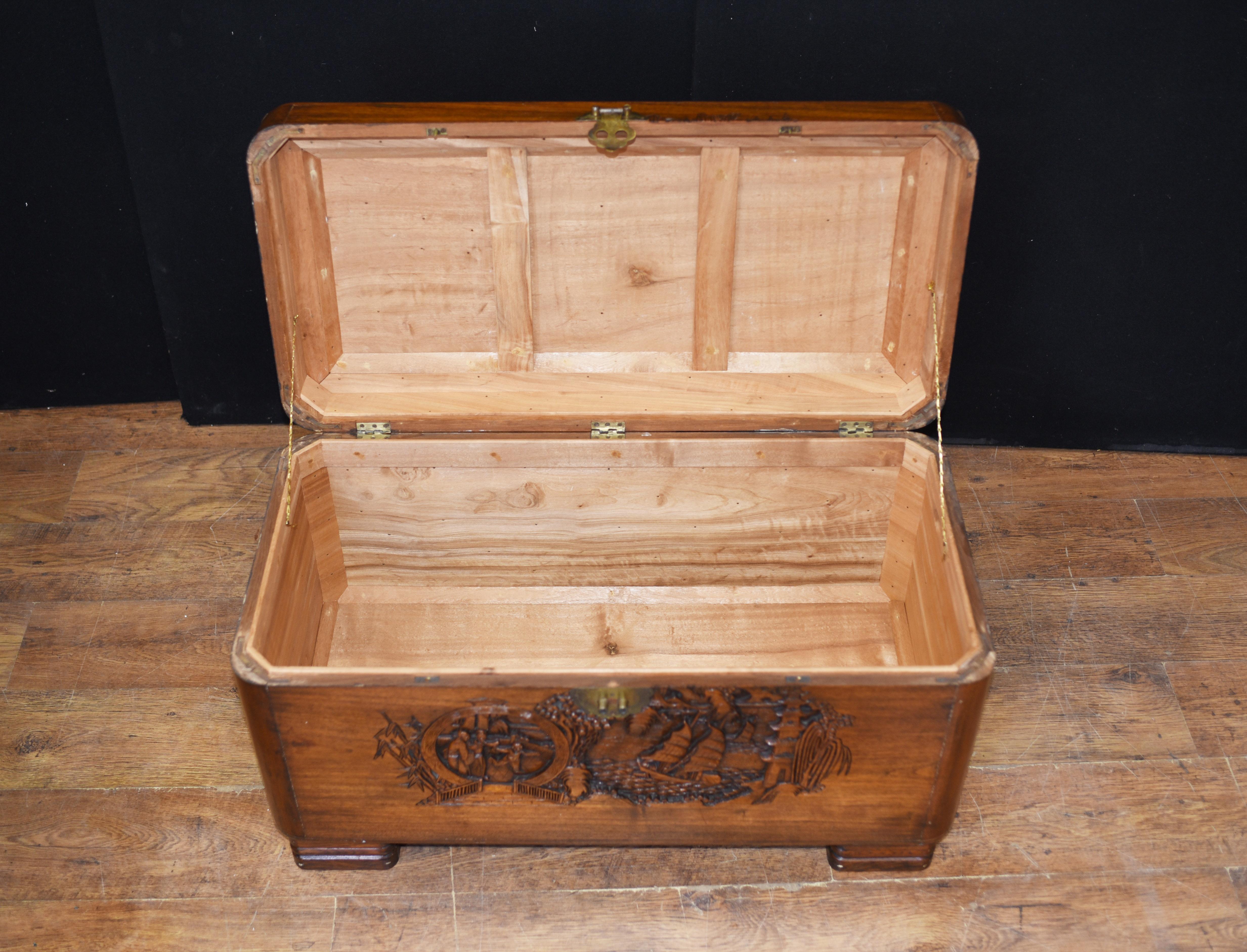 Antique Chinese Camphor Chest, Hand Carved Trunk, Circa 1920 6