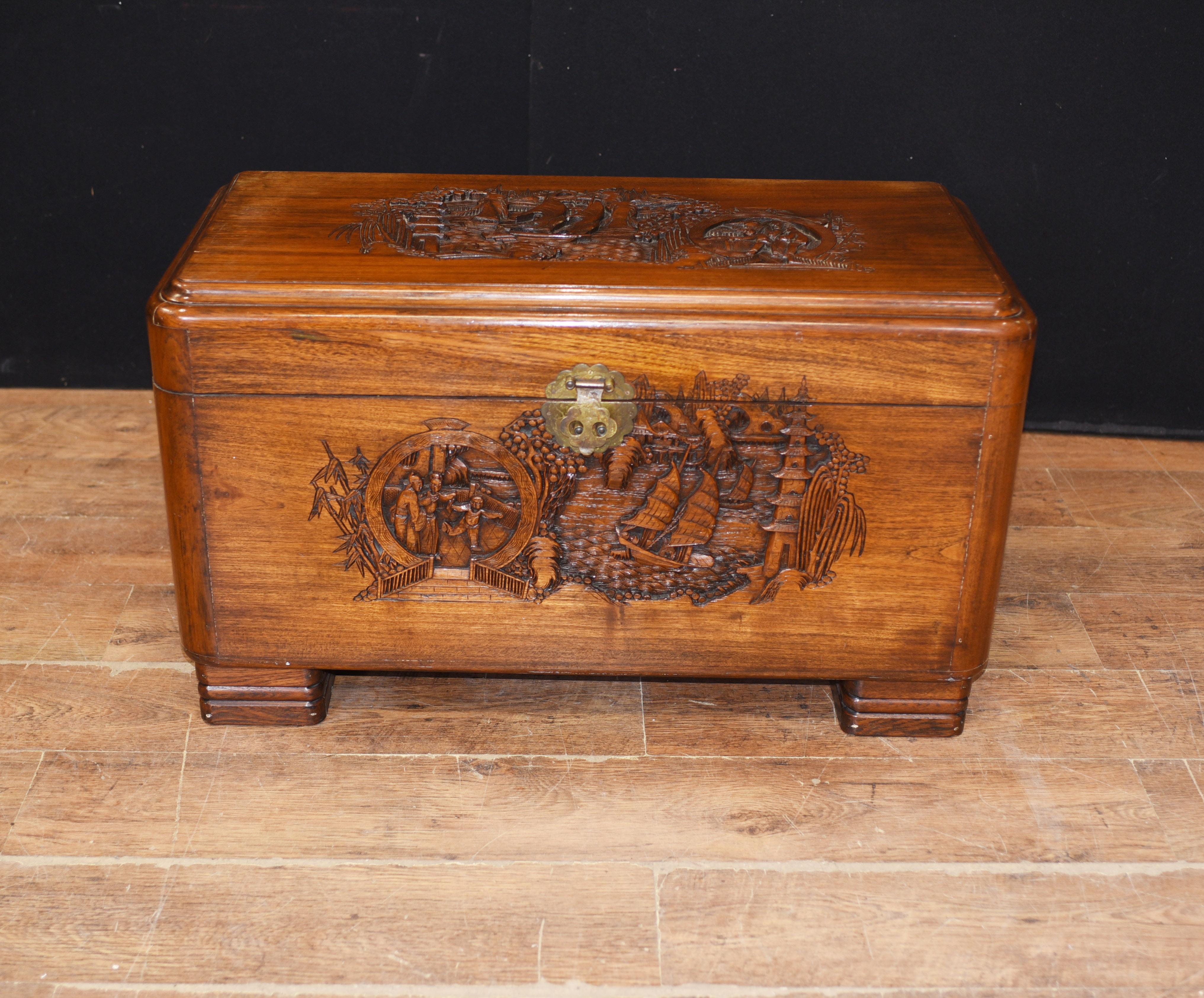 - Gorgeous antique Chinese camphor chest
- Hand carved trunk we date to circa 1920
- Great interiors piece, can function as a side or coffee table
- Viewings available by appointment
- Offered in great shape ready for home use right away
- We