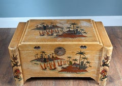 Antique Chinese Camphor Chest Luggage Box Painted 1910