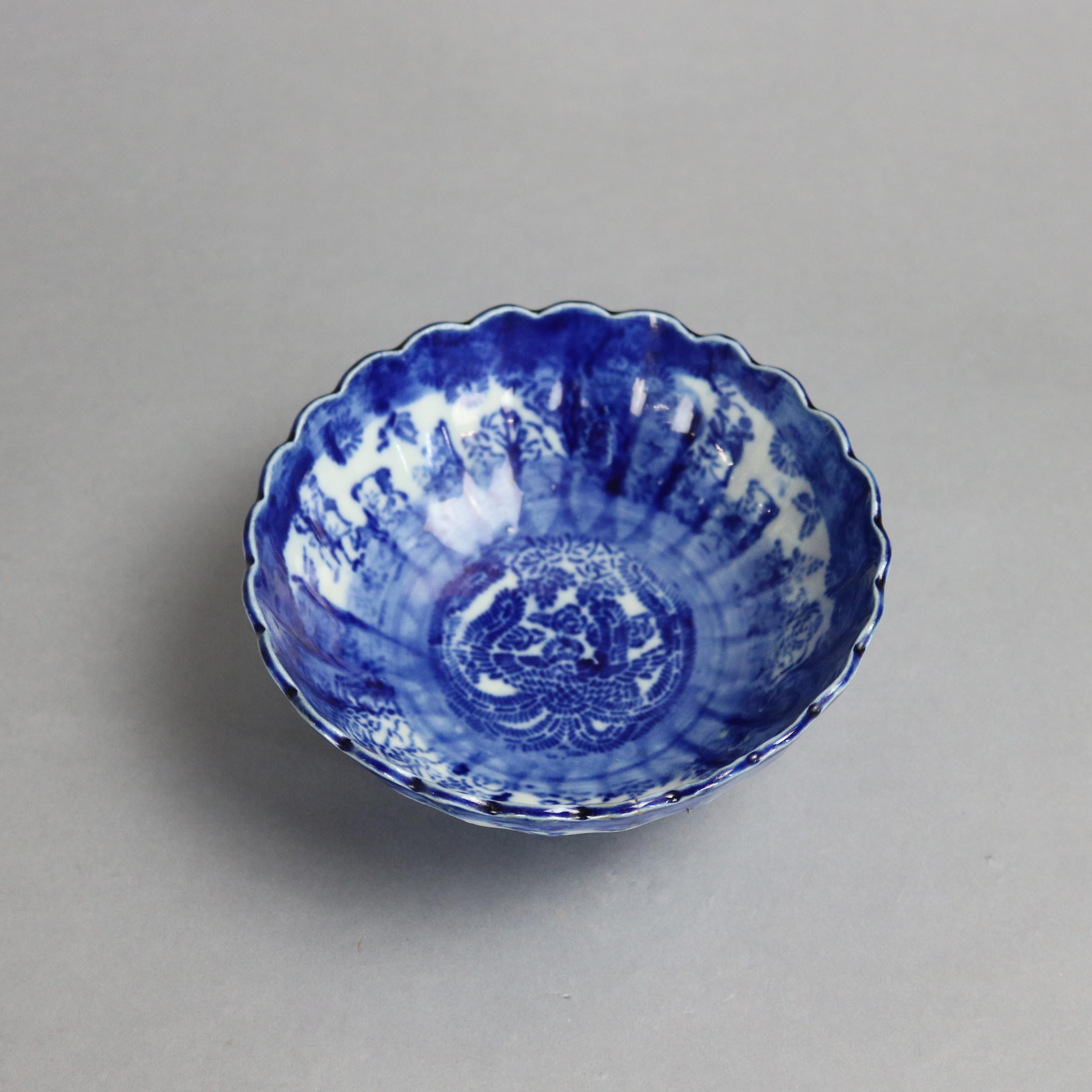 Antique Chinese Canton Blue and White Porcelain Bowl, 19th Century 1