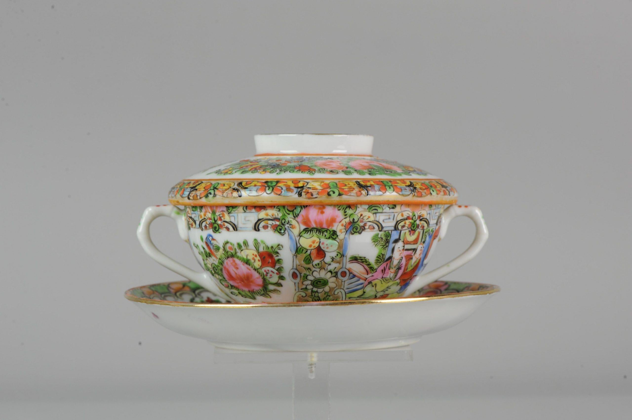 Antique Chinese Canton Lidded Tea Bowl, Flower, Porcelain, Minguo For Sale 2