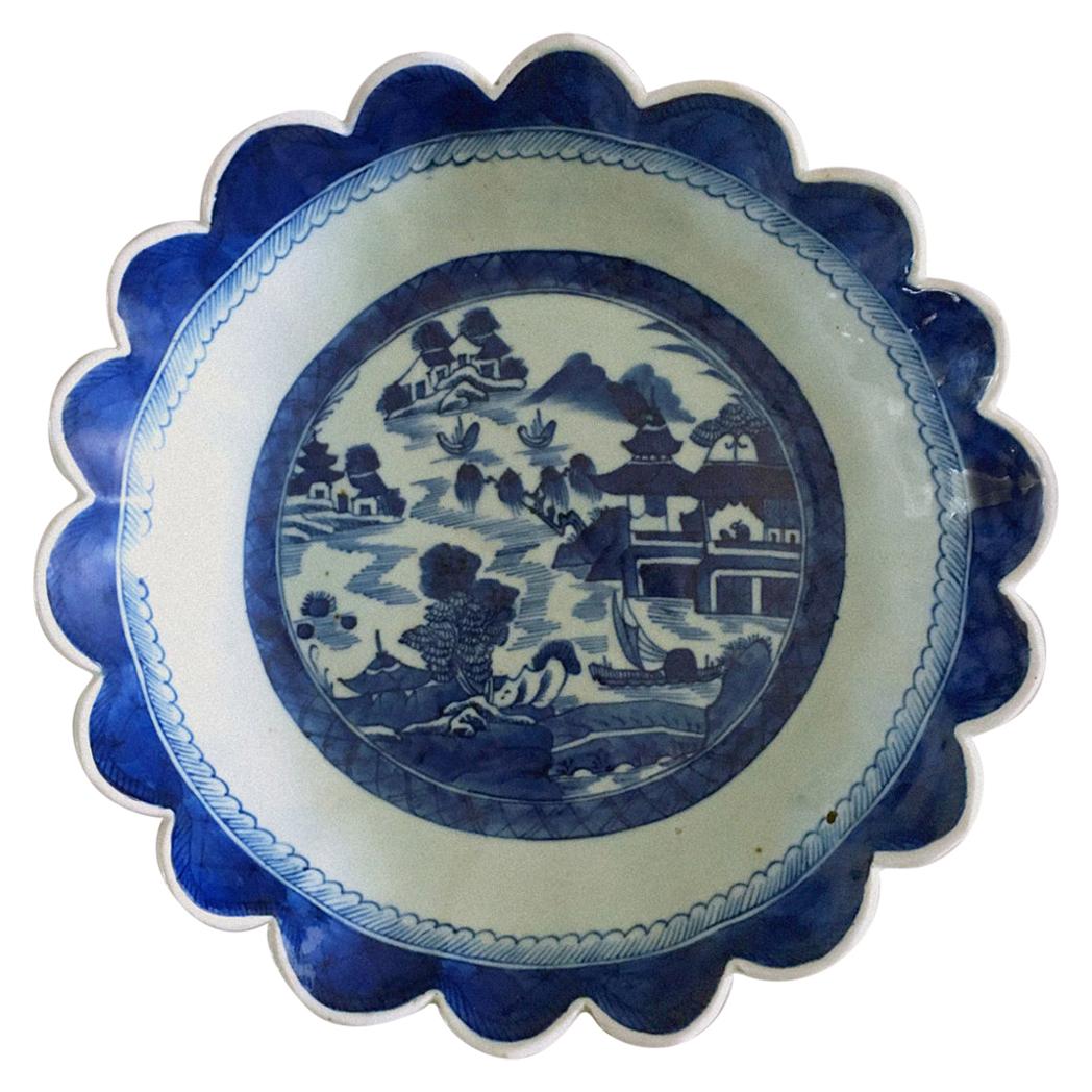 Antique Chinese Canton Porcelain Blue and White Bowl