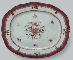Antique Chinese Canton Porcelain Famille Rose Cabinet Plate Charger Qianlong 18C