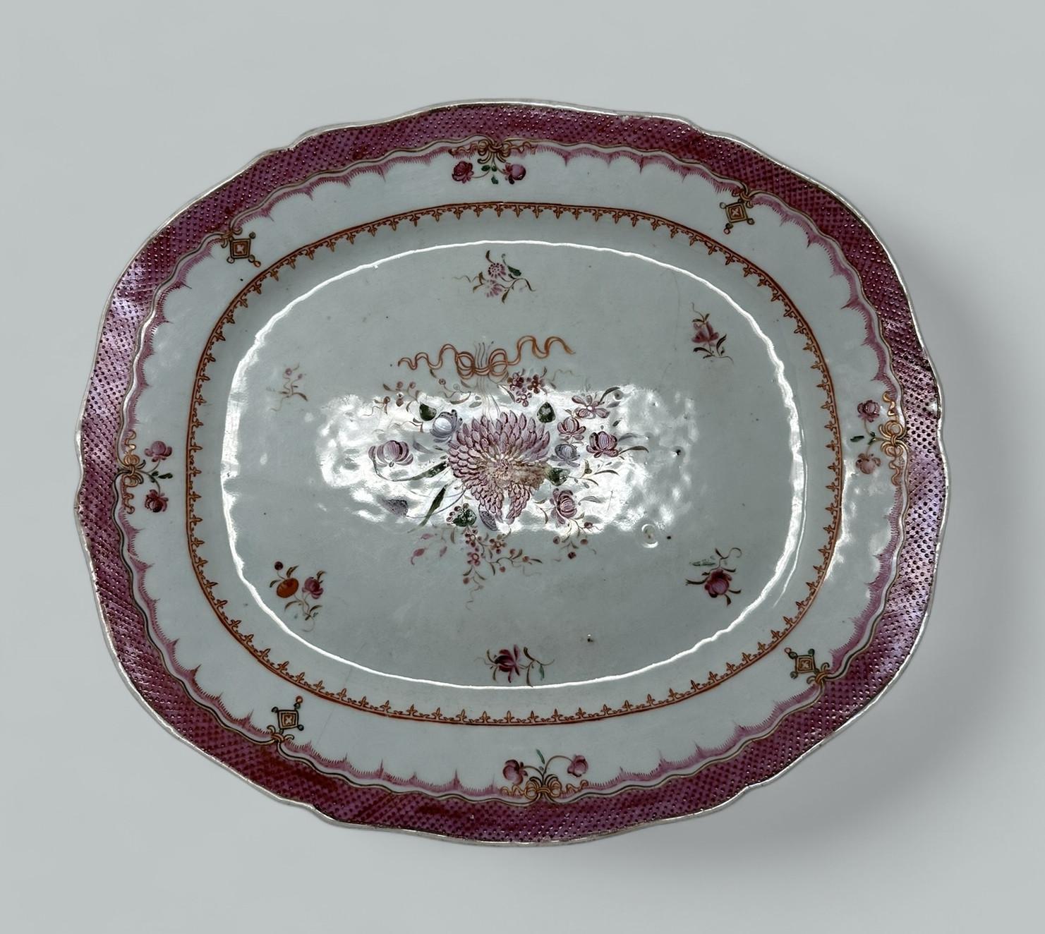 Antique Chinese Canton Porcelain Famille Rose Cabinet Plate Charger Qianlong 18C In Good Condition In Dublin, Ireland