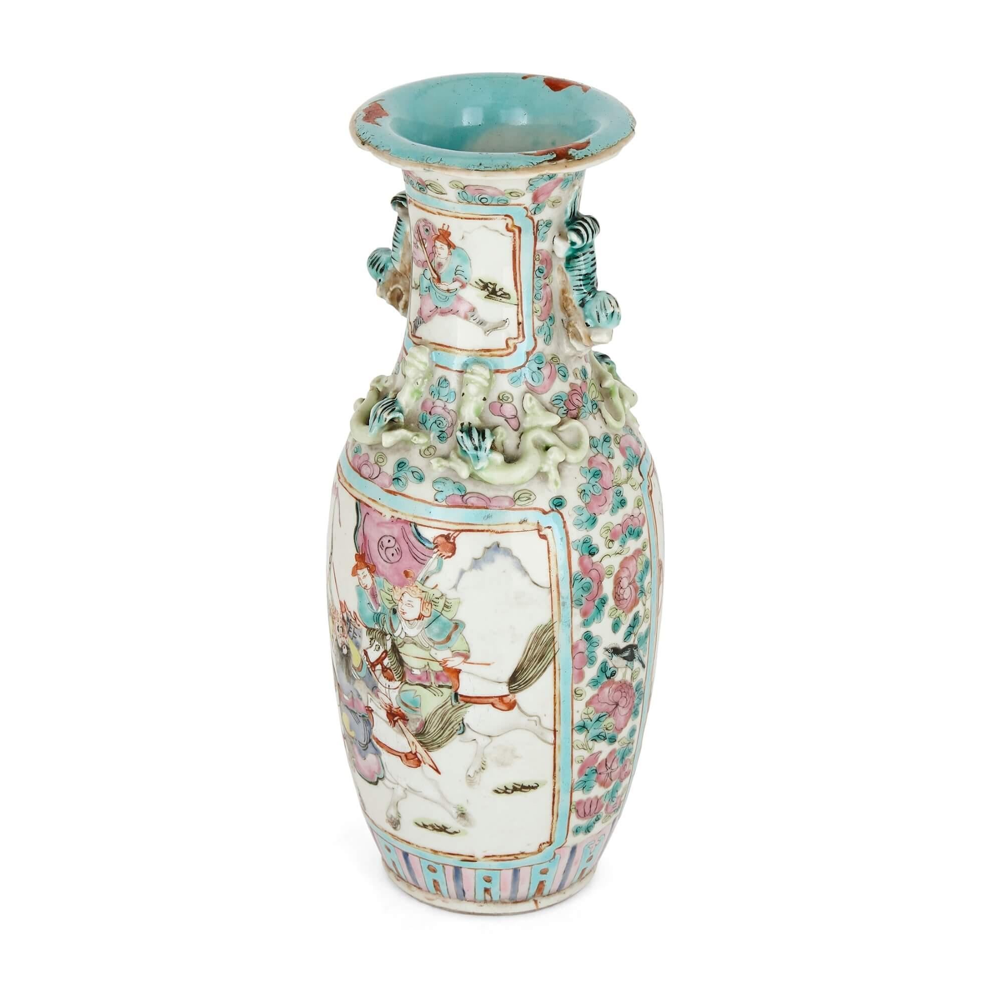 20th Century Antique Chinese Canton Porcelain Vase For Sale