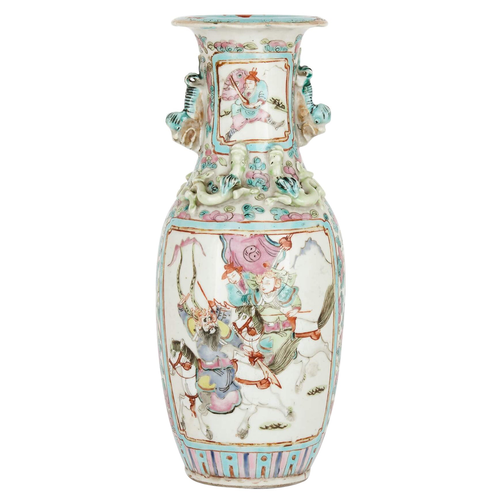 Jarrón antiguo de porcelana china de Cantón