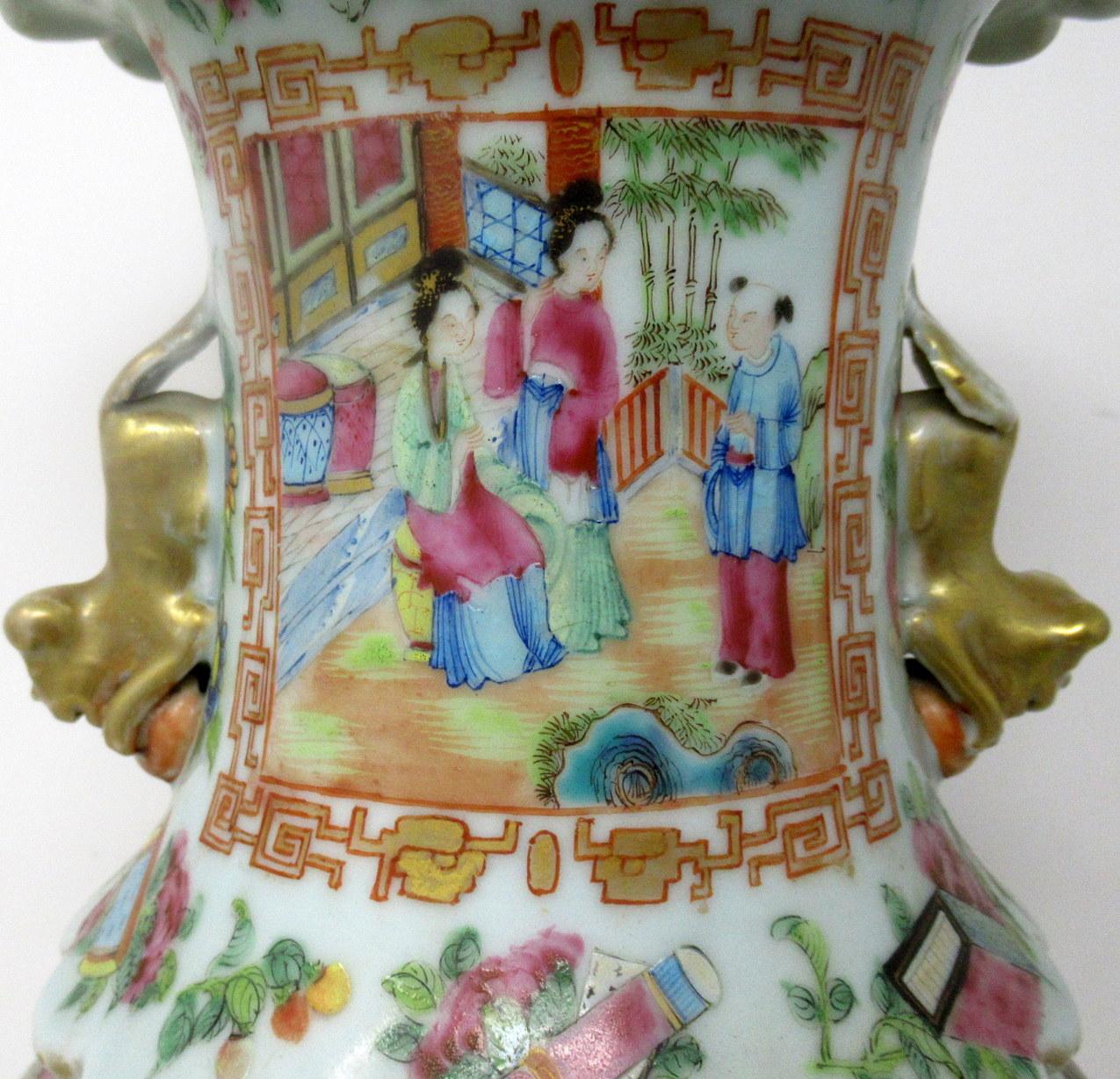 Antique Chinese Cantonese Famille Rose Verte Canton Porcelain Table Lamp Ormolu 1