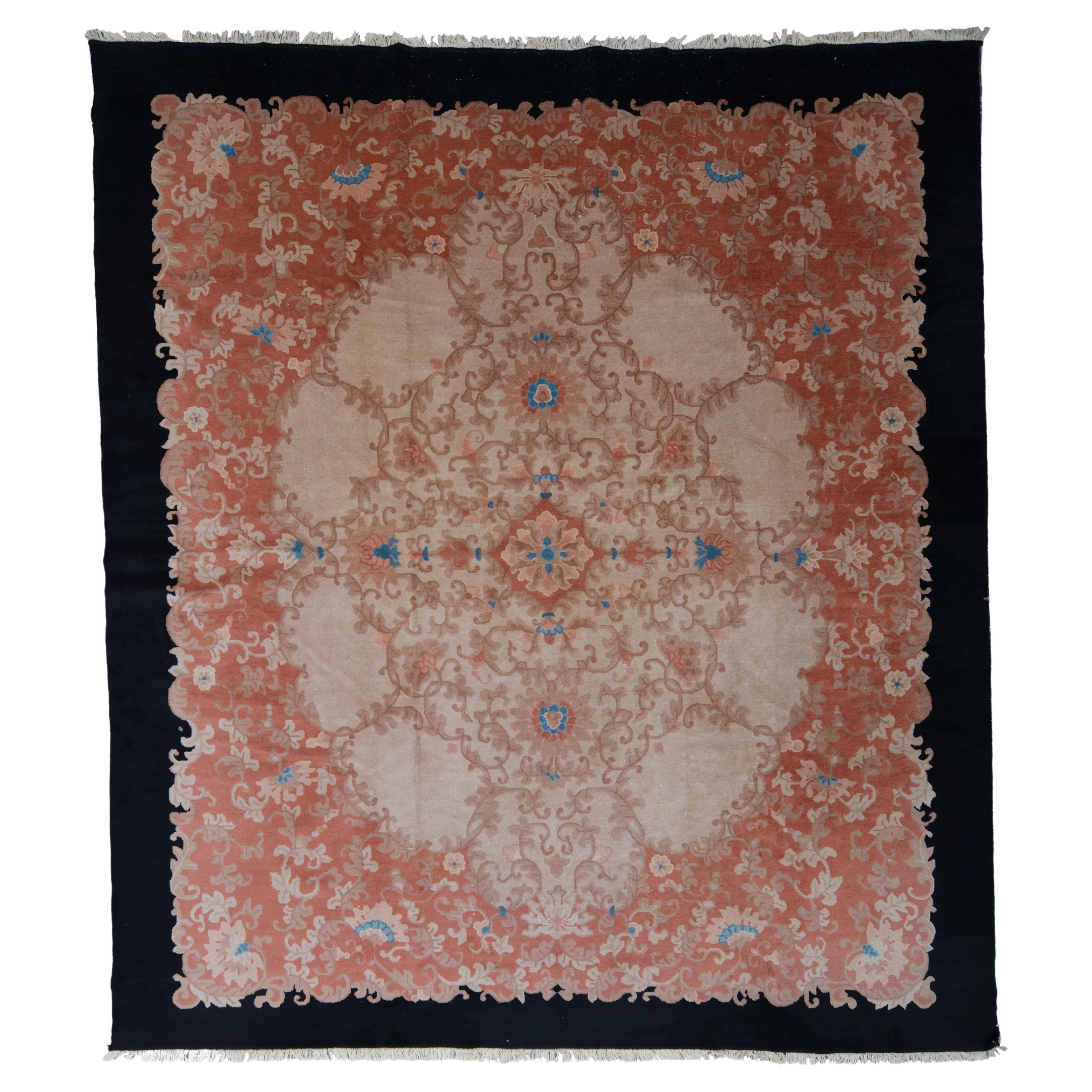 Antiker chinesischer Teppich – chinesischer Teppich des 19. Jahrhunderts, handgefertigter Teppich, antiker Teppich im Angebot