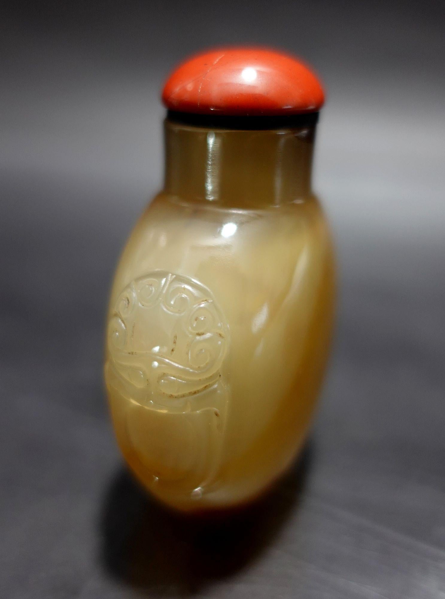 Antike chinesische geschnitzte Achat-Schnupftabakflasche #1, 19. Jahrhundert im Angebot 6