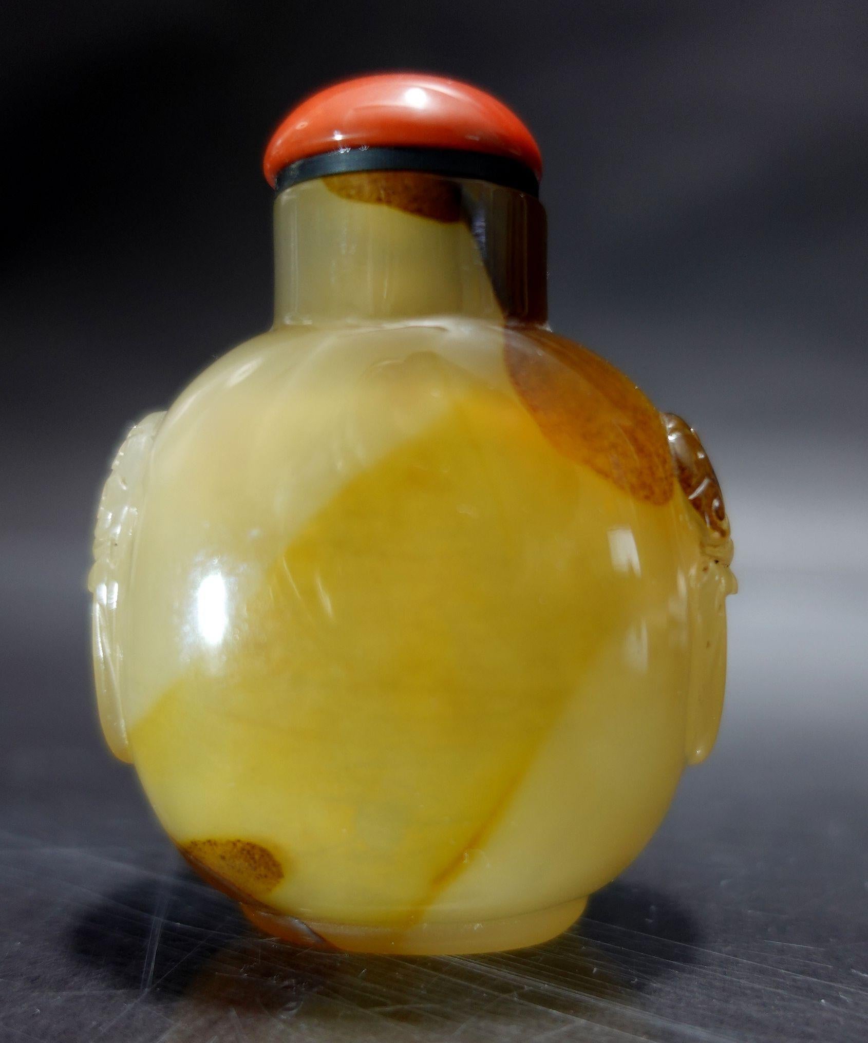Antike chinesische geschnitzte Achat-Schnupftabakflasche #1, 19. Jahrhundert im Angebot 4