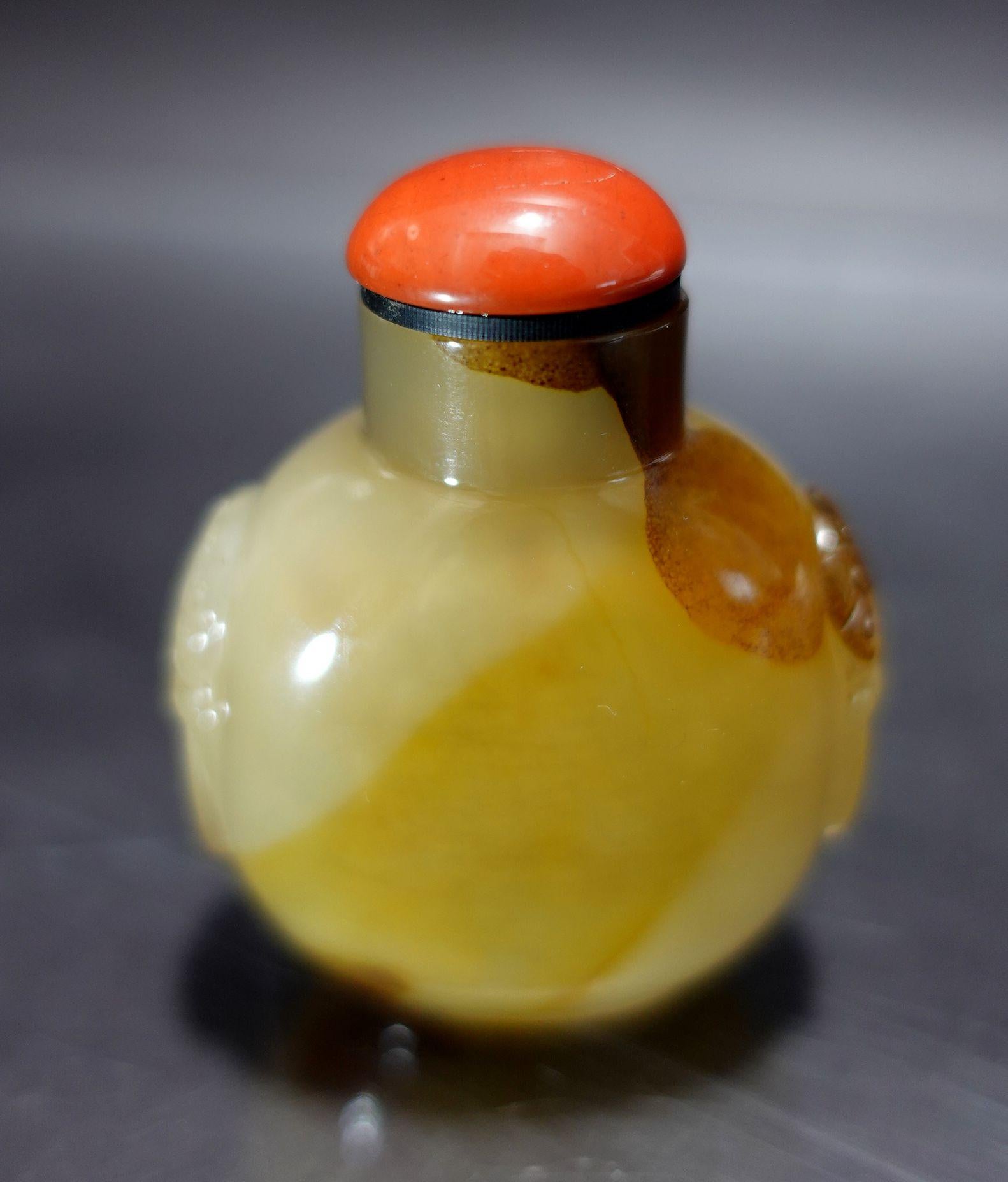 Antike chinesische geschnitzte Achat-Schnupftabakflasche #1, 19. Jahrhundert im Angebot 5
