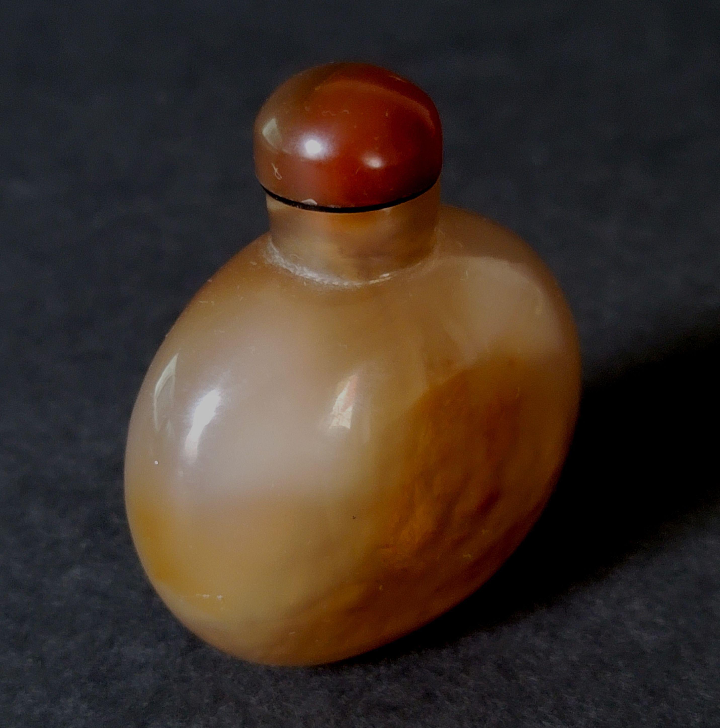 Antique Chinese Carved Agate Snuff Bottle, 19th Century For Sale at 1stDibs