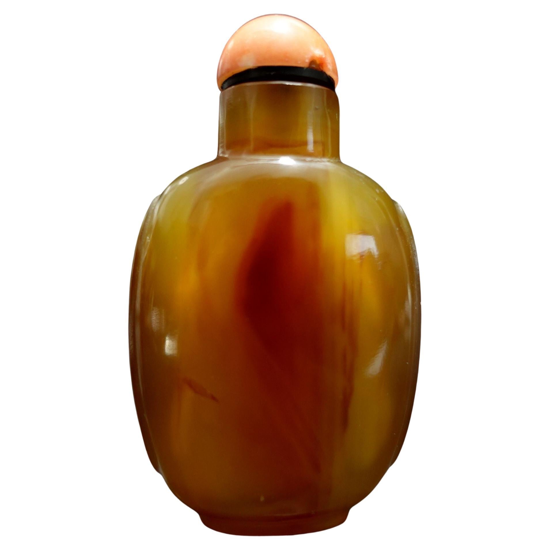 Antique Chinese Carved Agate Snuff Bottle #2, 19th Century For Sale