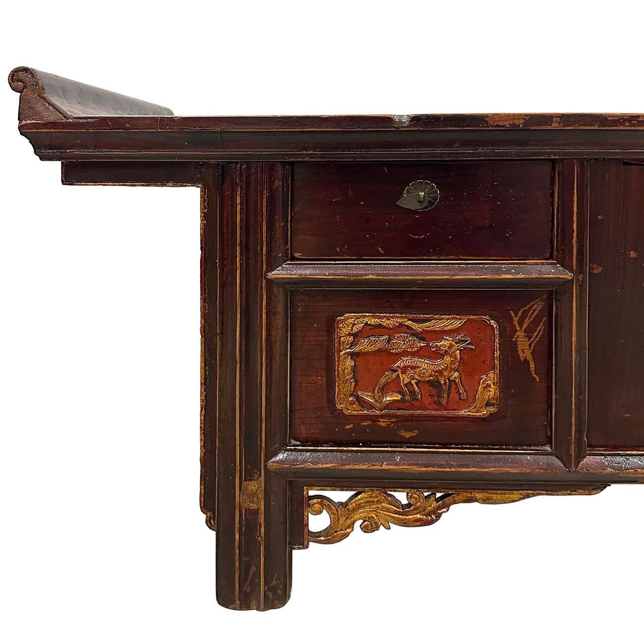 Antiguo mueble chino tallado para altar, mesa de centro, soporte para TV Chino en venta