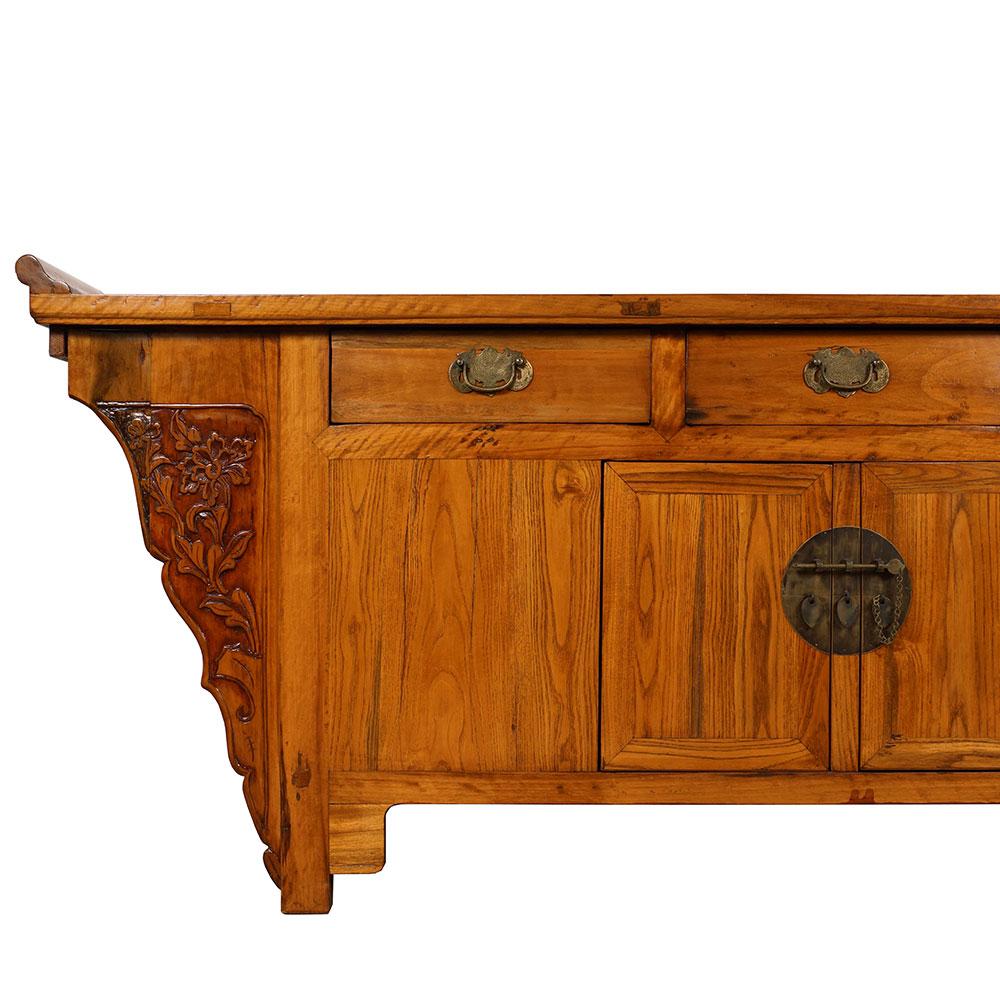 Antique Chinese Carved Altar Cabinet, Sideboard / Buffet Table In Good Condition In Pomona, CA