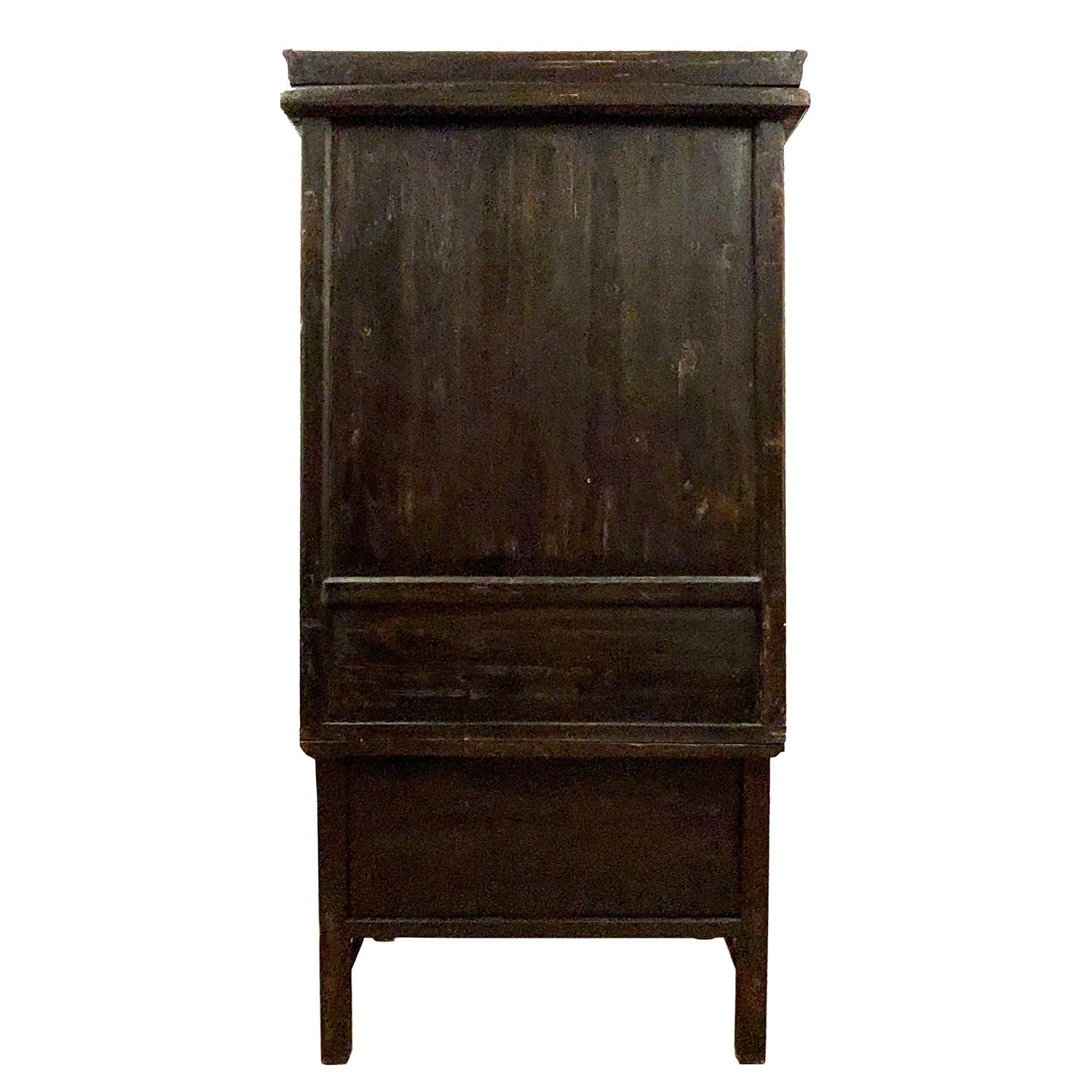 Antique Chinese Carved and Painted Wedding Armoire/Wardrobe 6