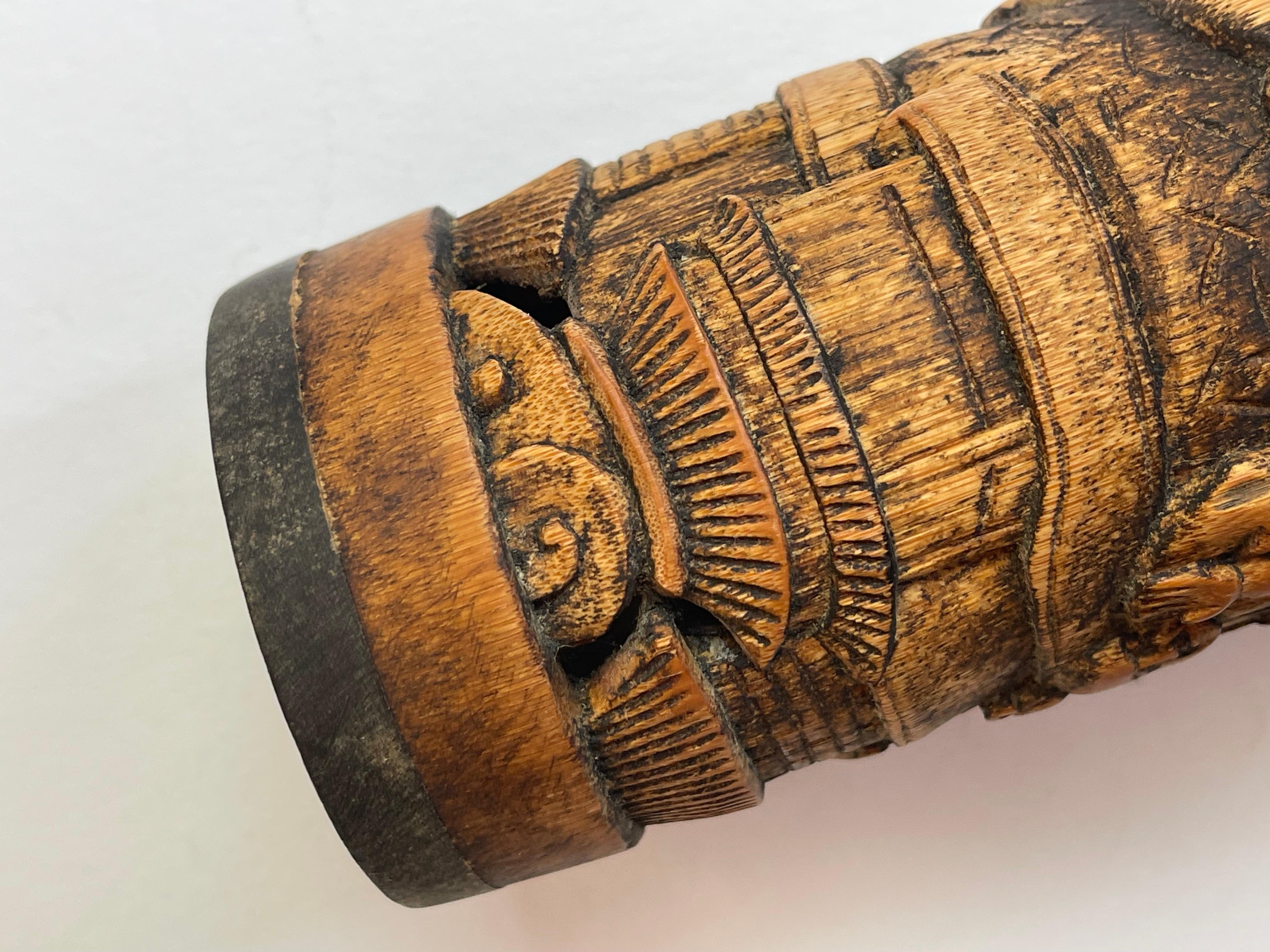 Antiguo tubo chino de incienso de bambú tallado con escena rural, ca. 1920, China 5