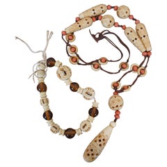 Antique Chinese Carved Bone Lavaliere Vinaigrette Necklace Pendant Bracelet