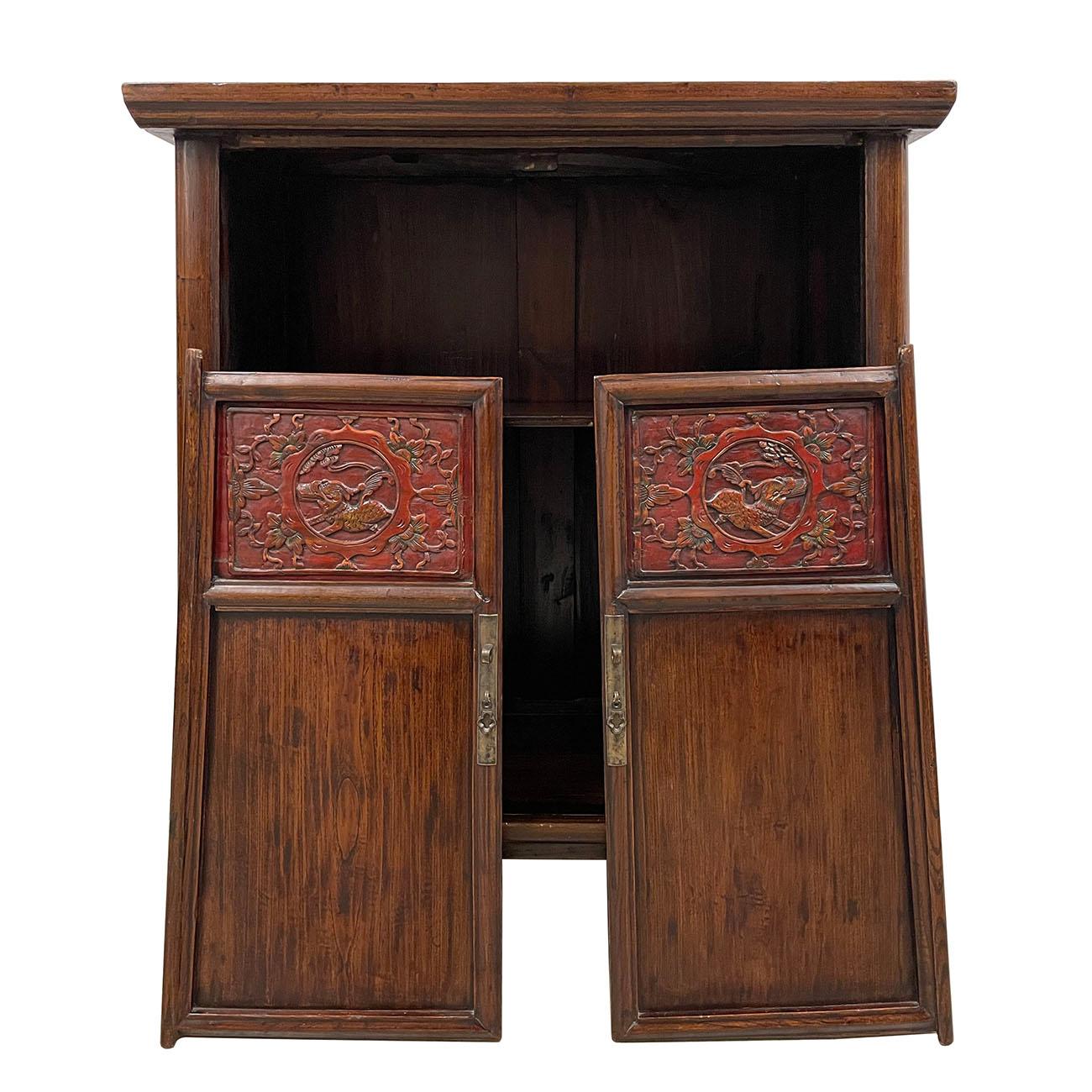 Chinese Export Antique Chinese Carved Cabinet/Side Table